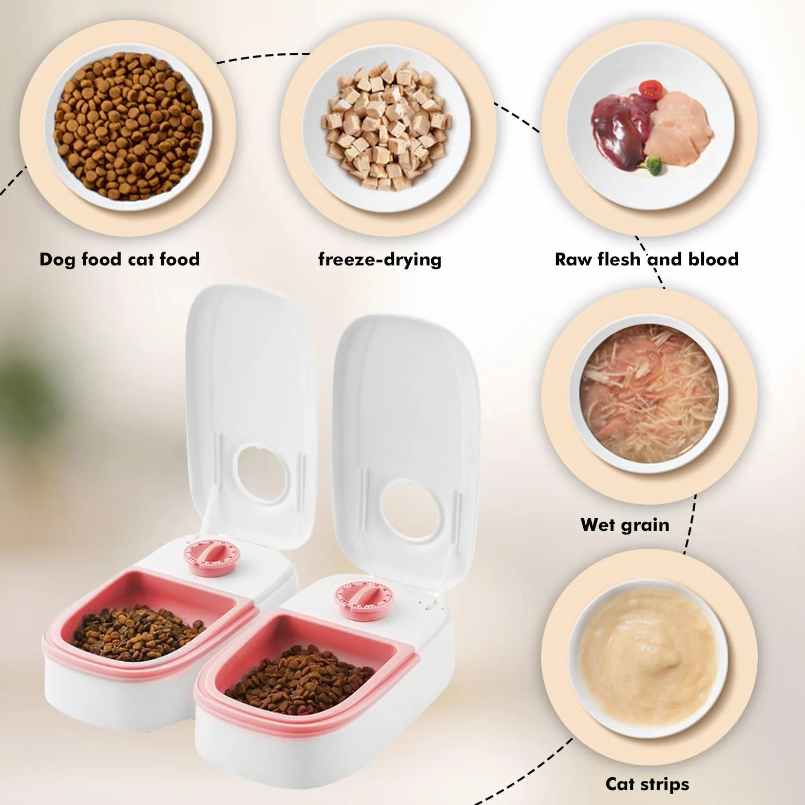 Distributeur automatique de nourriture humide pour chat 2 repas minuterie 48 heures 700 ml pour chats et petits chiens nourriture humide et sèche