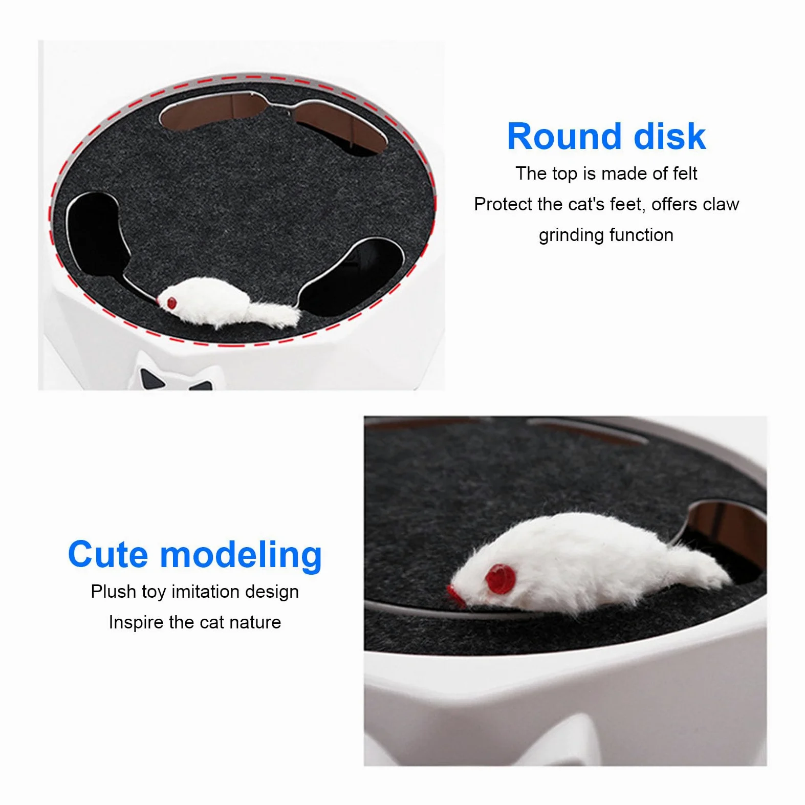 Topiky Jouet Interactif pour Chat, Jouet électrique Automatique pour Chaton avec 2 Modes de Vitesse Réglables, Disque Rotatif pour l'exercice Physique, Plateau Tournant Stimulant pour Chat