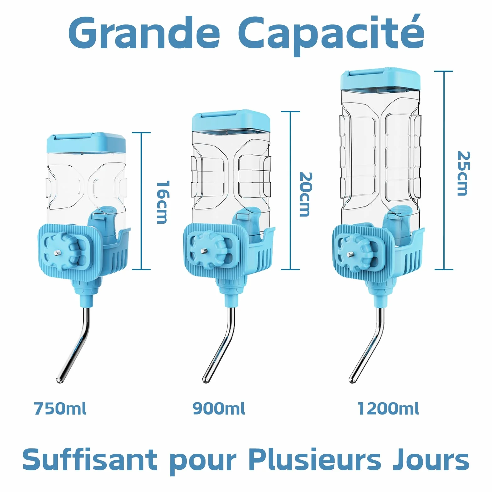 Distributeur Eau pour Petits Animaux, 1200ML Suspendue Grande Capacité Automatique Abreuvoir Eau Anti-Goutte Biberon pour Lapin Chinchilla Cochon d'Inde Hérisson Furet