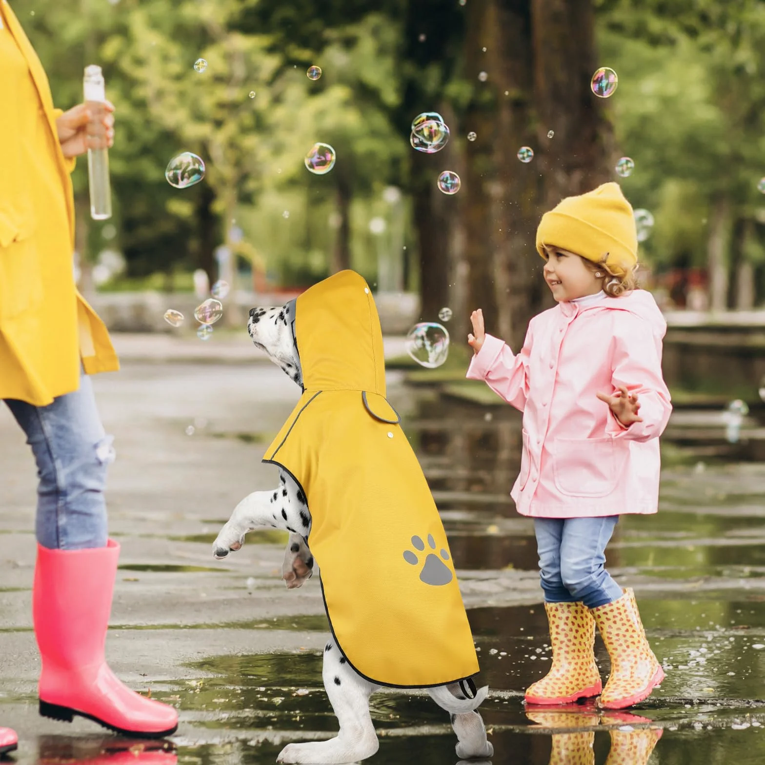 Manteaux Imperméables pour Chiens avec Capuchon et Réfléchissantes - Poncho de Pluie Taille XL