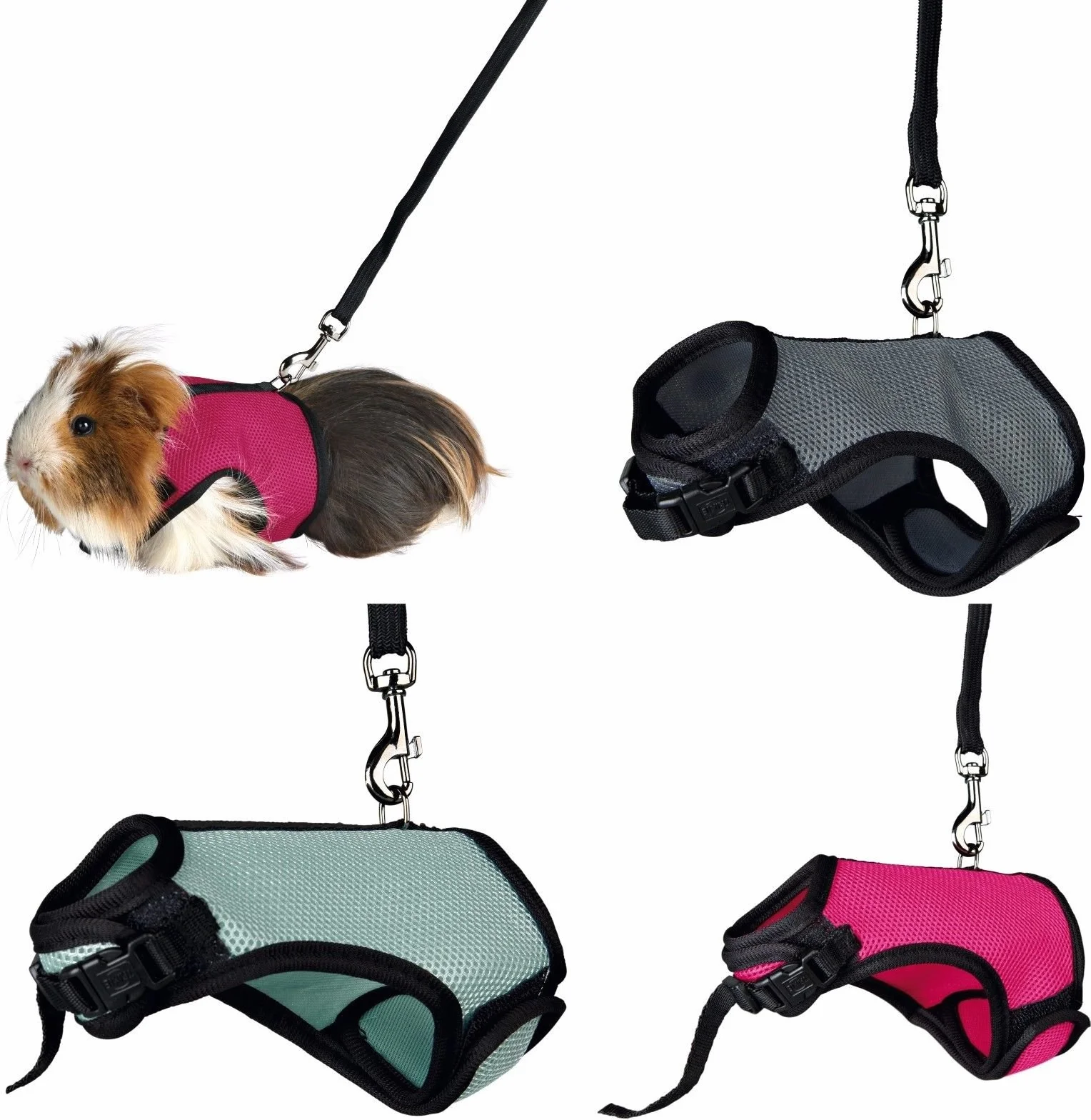 TRIXIE Harnais souple avec laisse de 1,20 m - pour petits animaux - tour de ventre réglable en continu entre 18 - 25 cm - fermeture velcro et encliquetable - différentes couleurs - choix aléatoire - 61512