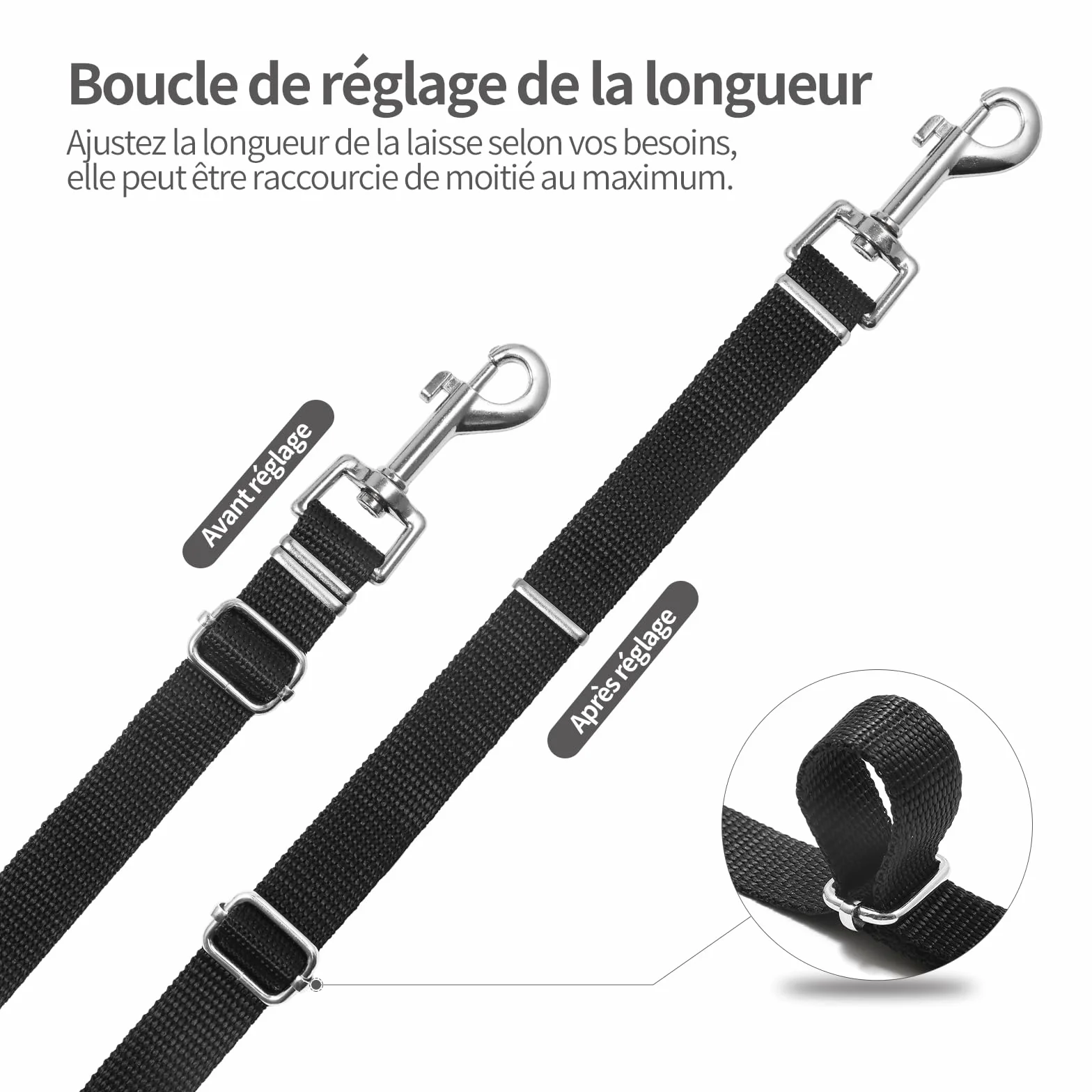 Longe pour Chien 10m Ajustable avec Poignée Rembourrée et Rac de Rangement