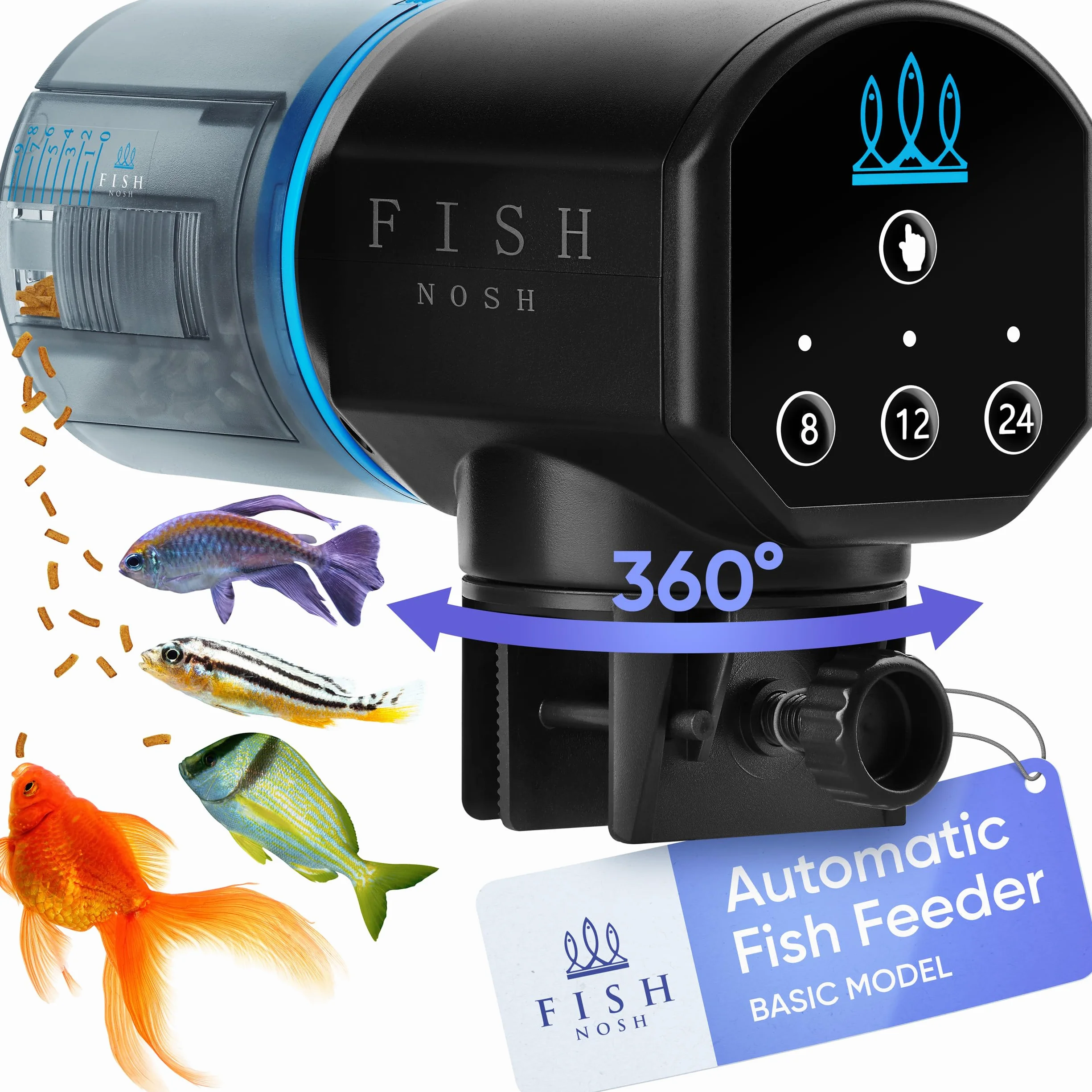 FISHNOSH Mangeoire automatique pour poissons ML - Distributeur automatique nourriture avec minuterie pour aquarium et étang