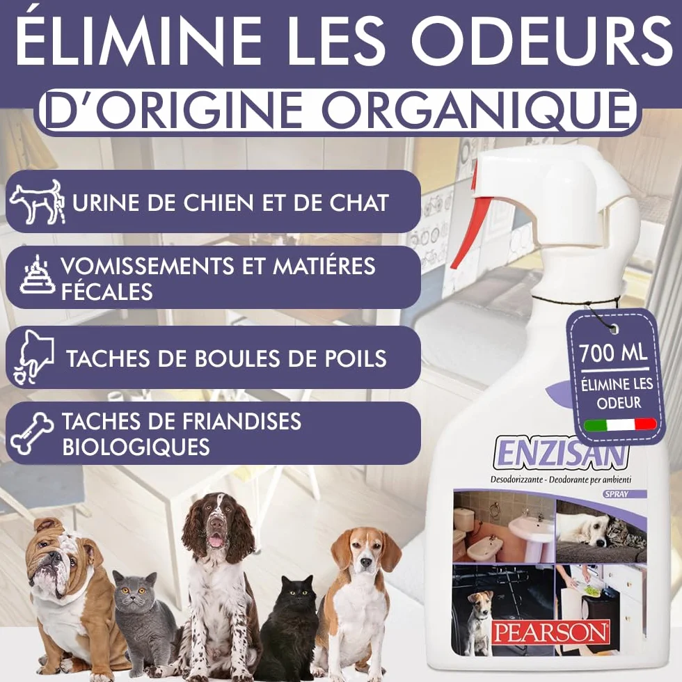 PEARSON Nettoyant Enzymatique Urine Chat Chien Spray 700ML Destructeur Odeur