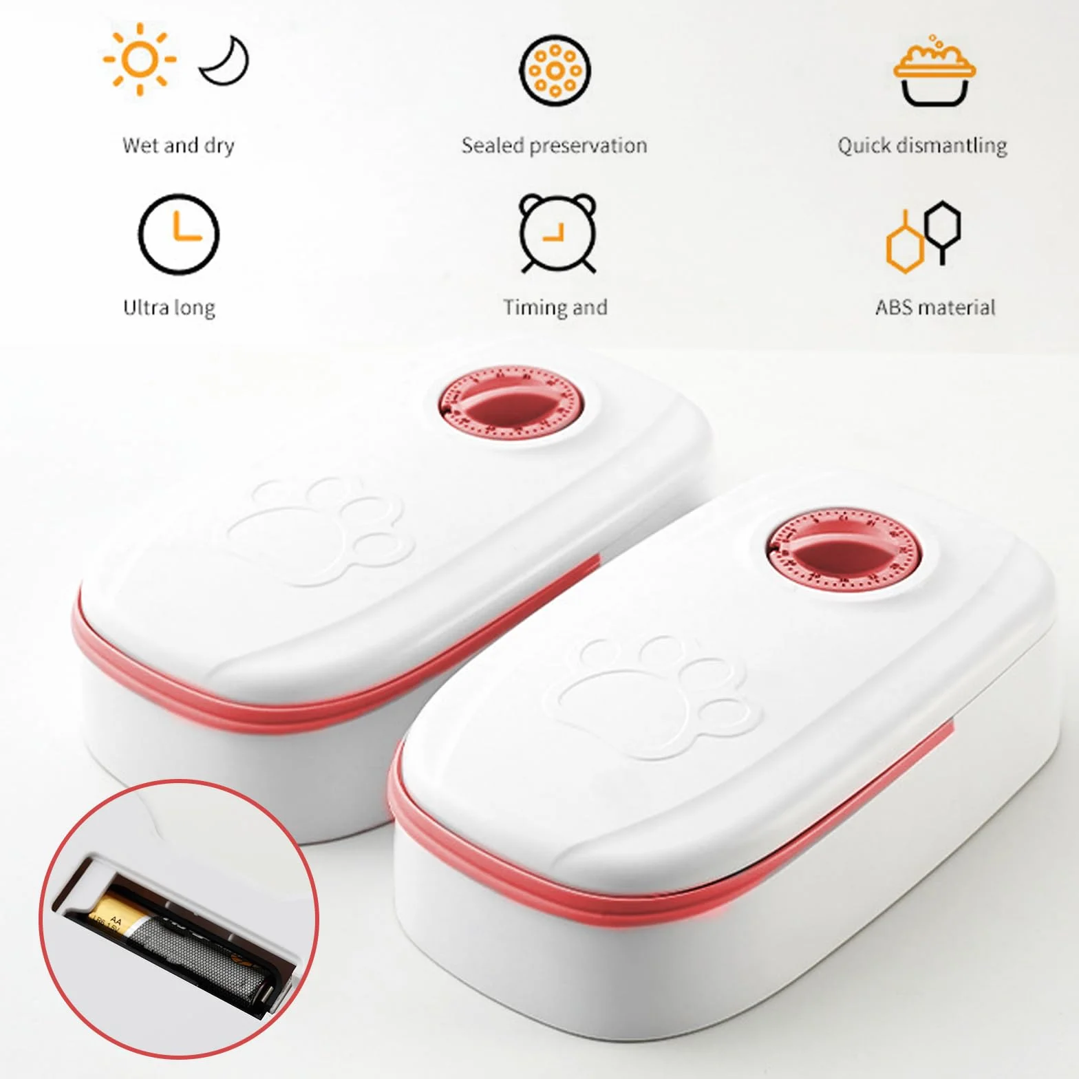 Distributeur automatique de nourriture humide pour chat 2 repas minuterie 48 heures 700 ml pour chats et petits chiens nourriture humide et sèche