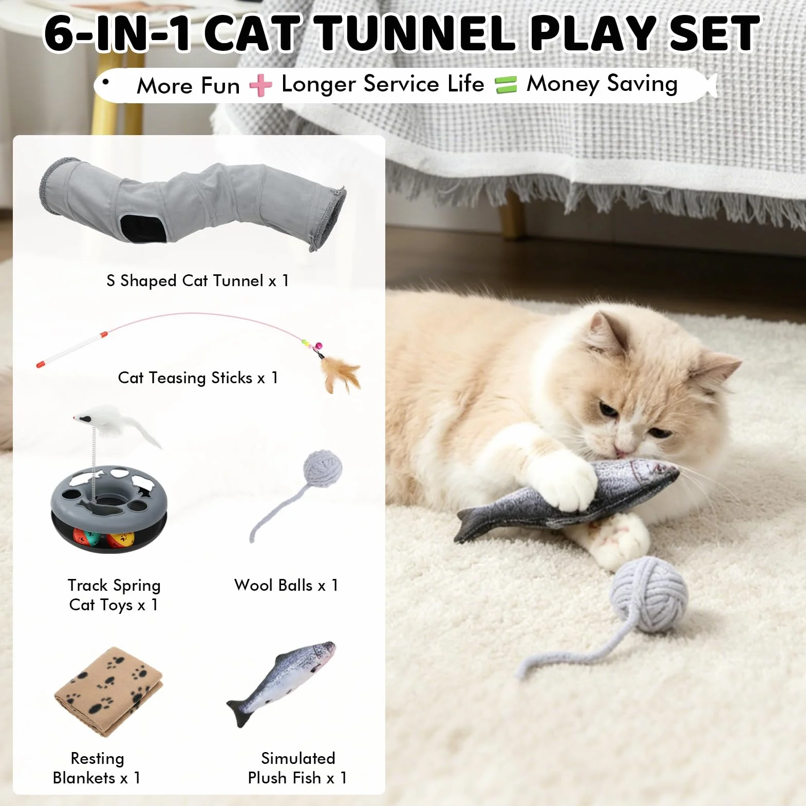 XIAPIA Tunnel pour Chat Pliable, Jouet Interactif pour Chaton et Chiot, Tunel Chat Jeu avec Balle, Tunnel Lapin, Cobaye, Furet, pour Exercice en Intérieure et Extérieure pour Chaton