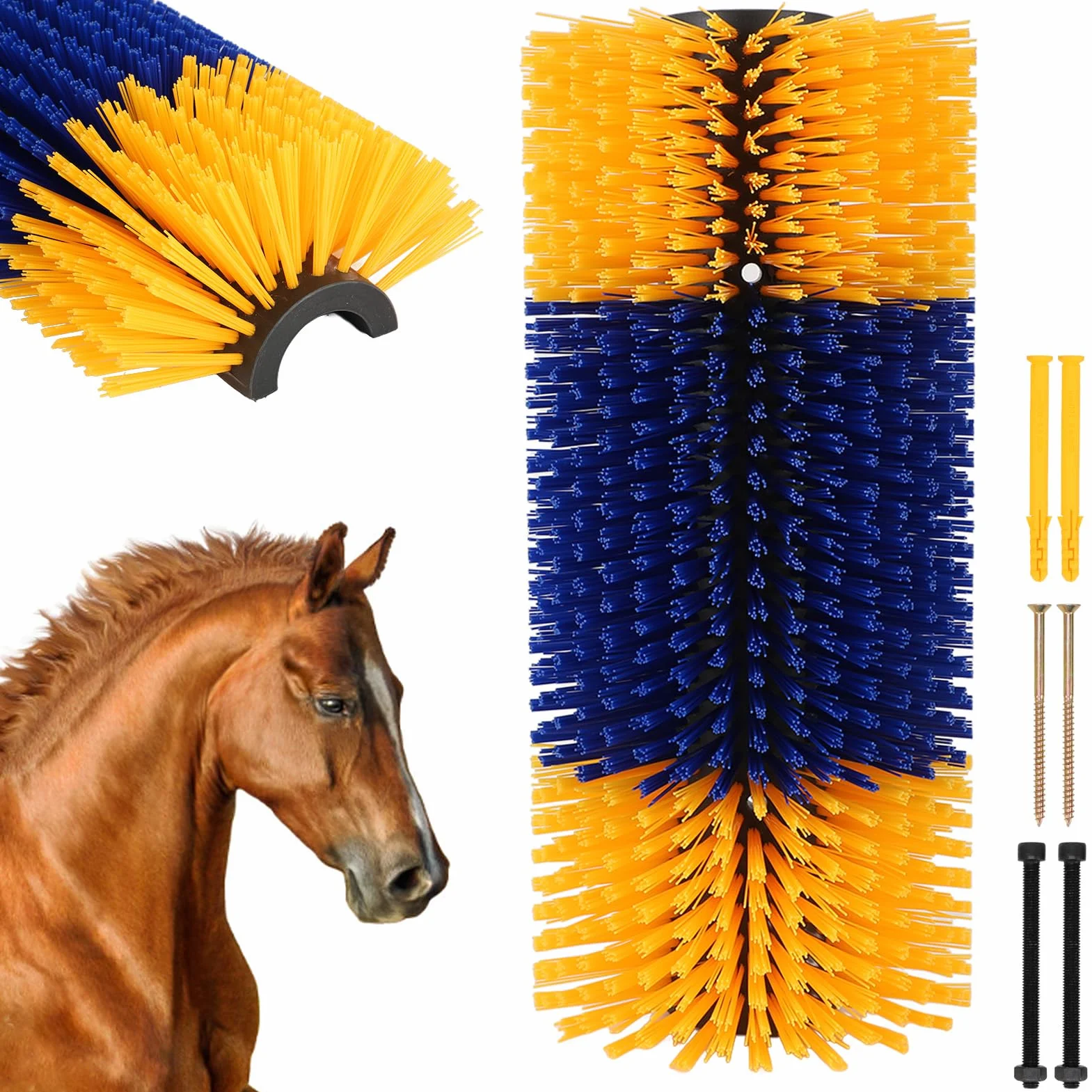 Brosses à Gratter pour Bétail, Brosses de Massage pour Animaux de la Ferme (Jaune)