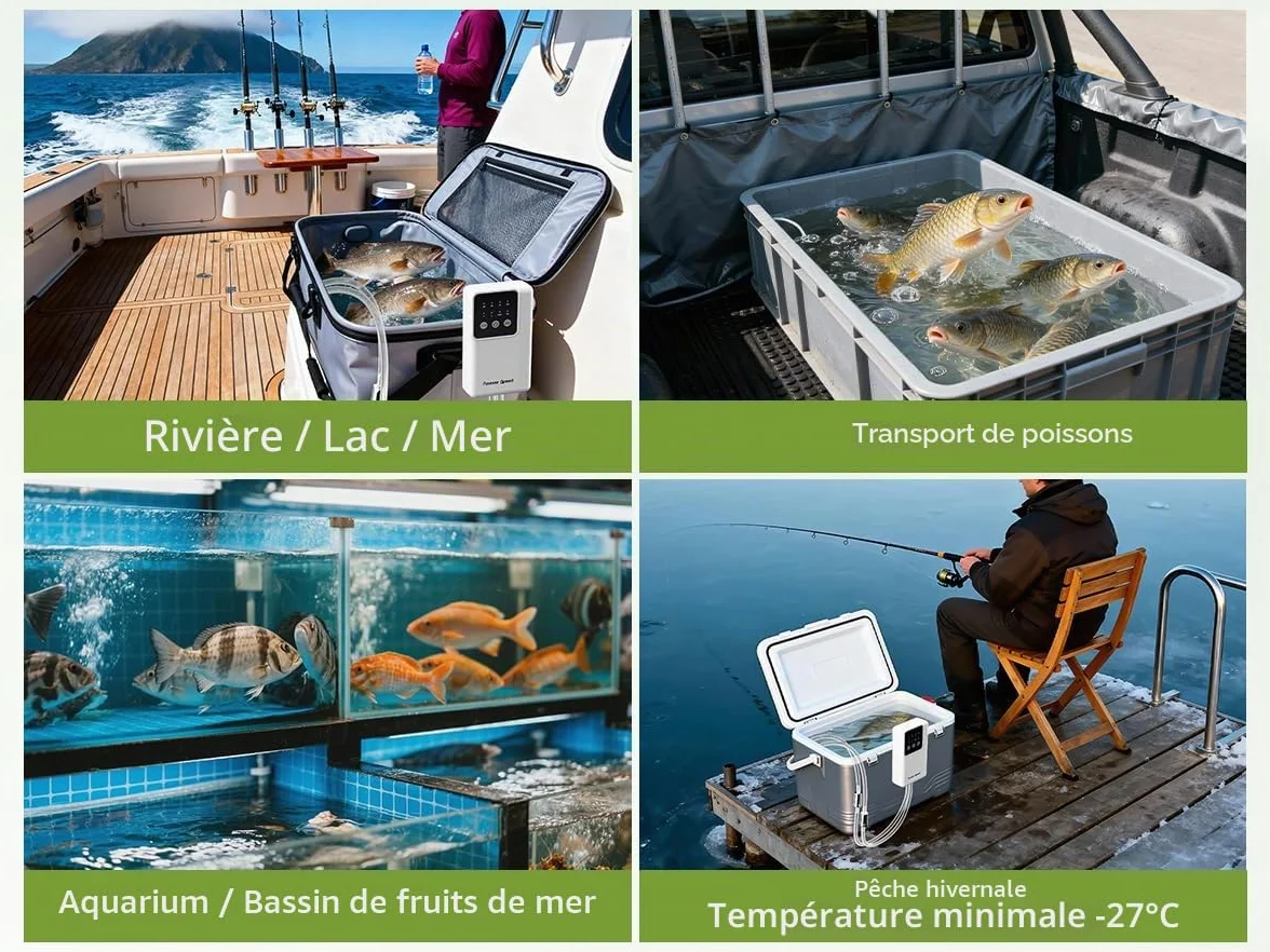 Forever Speed Pompe à Air pour Aquarium LED Rechargeable Réglable avec Batterie 2 Sorties