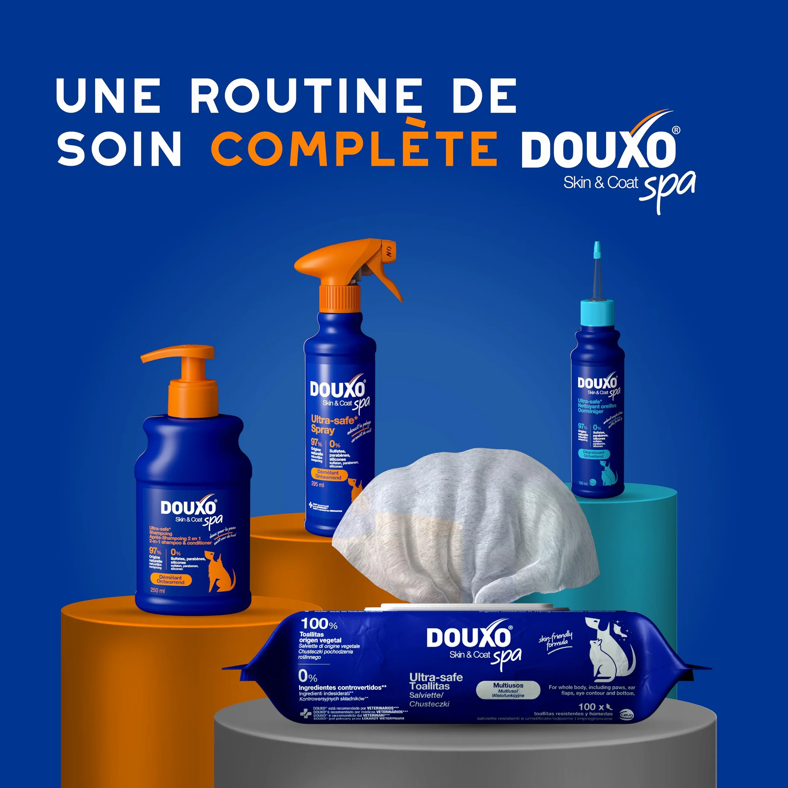 DOUXO Skin & Coat Spa - Ultra-Safe Spray démêlant pour Chiens, 340mL, démêle et nourrit Le Pelage en Toute sécurité, Laisse Le Pelage Doux, Soyeux et sans Noeuds, Formule respectueuse de la Peau.