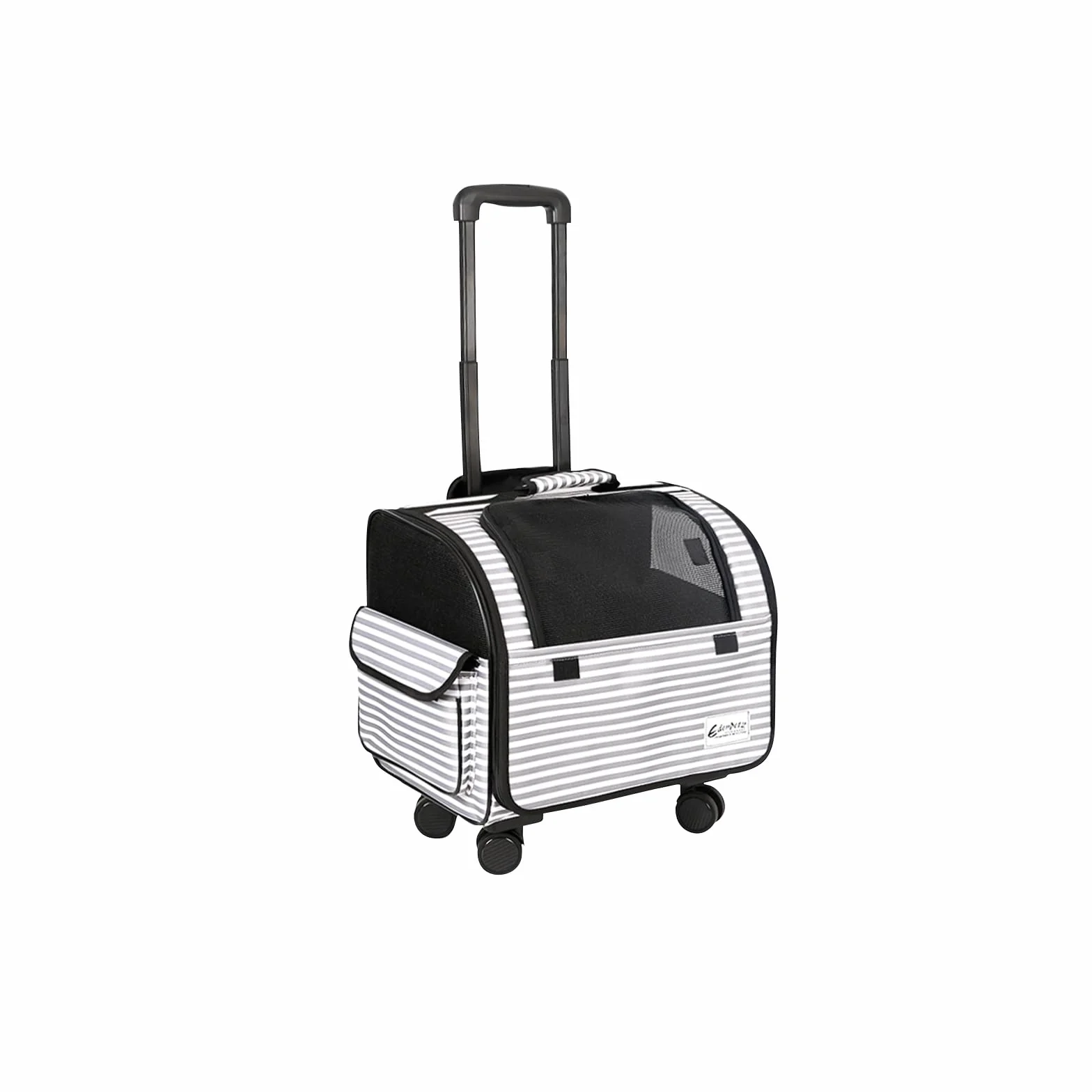 Galatée Sac de Transport pour Chien avec Roulettes Amovibles, Approuvé par les Compagnies Aériennes, Pliable pour Chat, Poussette pour Animaux (Blanc)