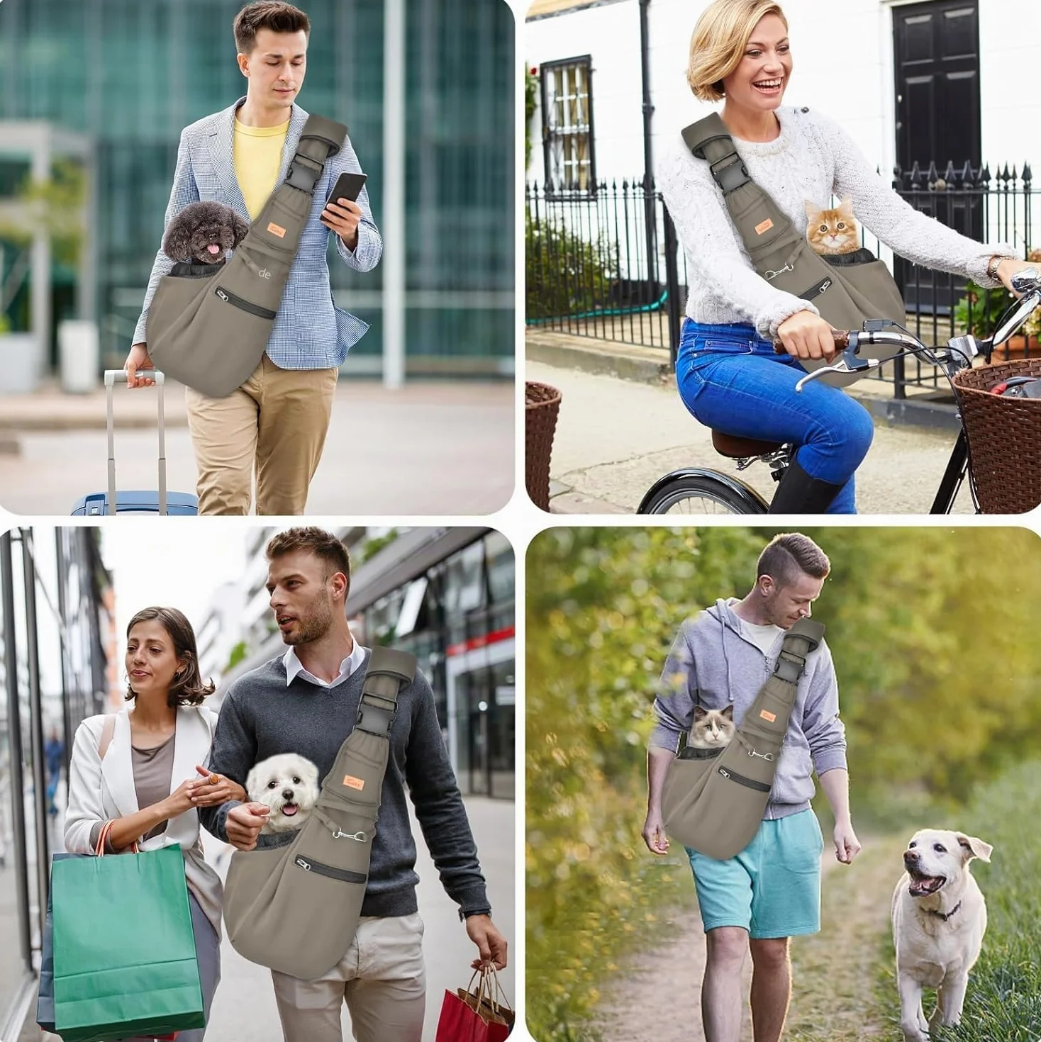 CUBY Sac de transport pour chiot réglable et réversible bandoulière protection ceinture sécurité poche zippée