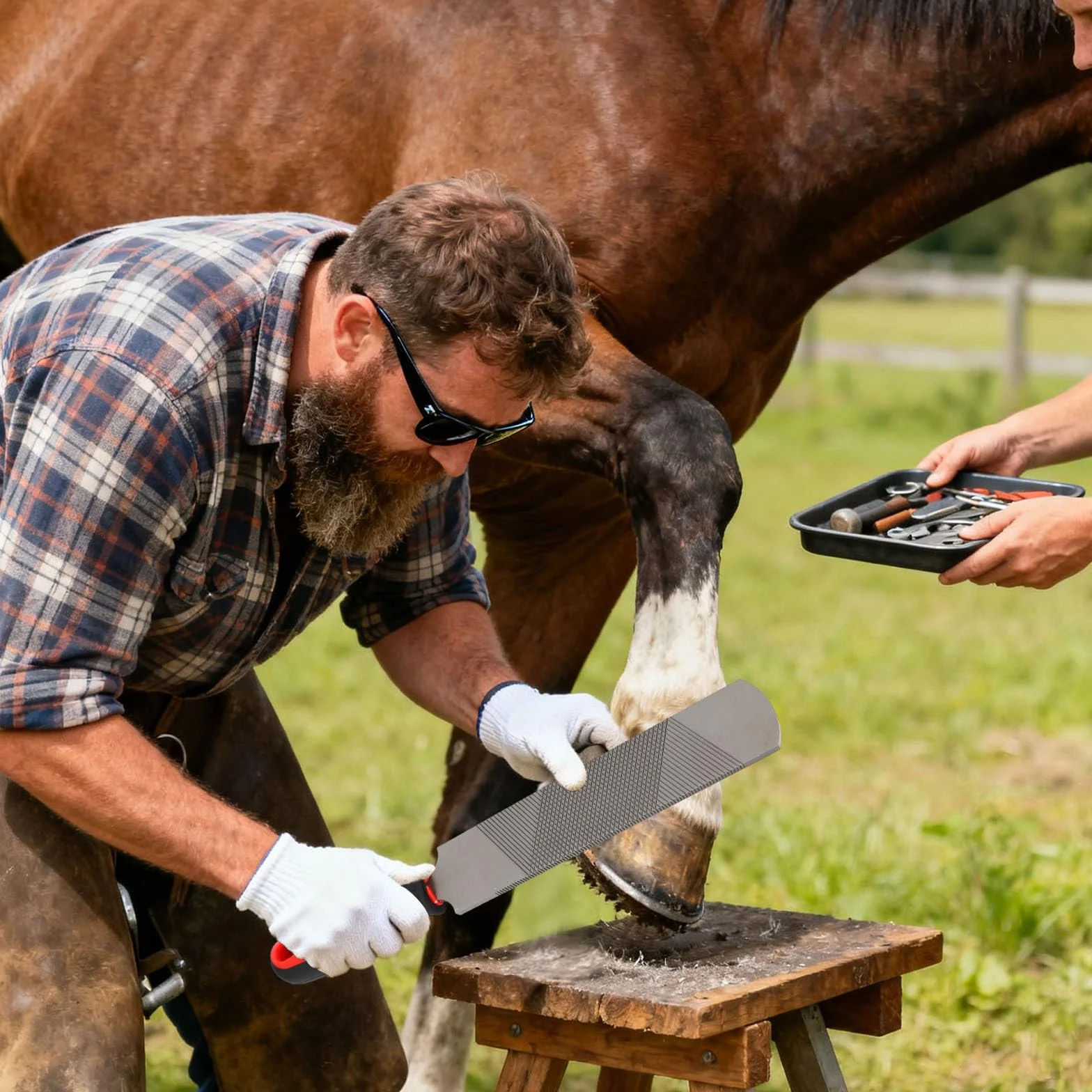 Râpe Sabot pour Chevaux, 33,5cm Acier Râpe Pied Cheval Dents Double Face Rugueuses ou Fines Outil de Maréchal-Ferrant pour Chevaux Ânes Vaches Chèvres Sabots Parage Lissage et Toilettage