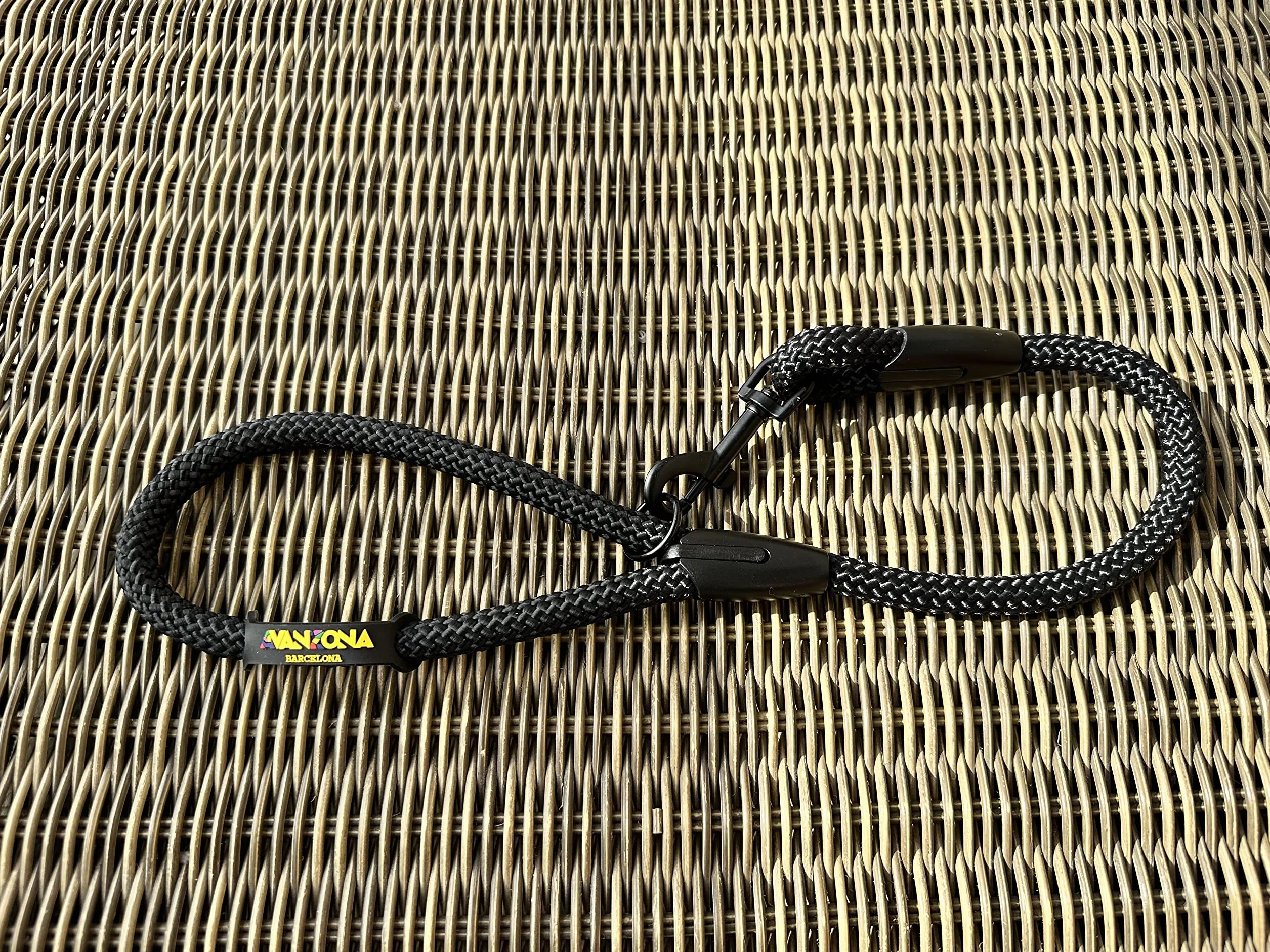 Laisse Courte en Corde 60cm Anti-Traction pour Chiens Noir Fabriqué en Espagne