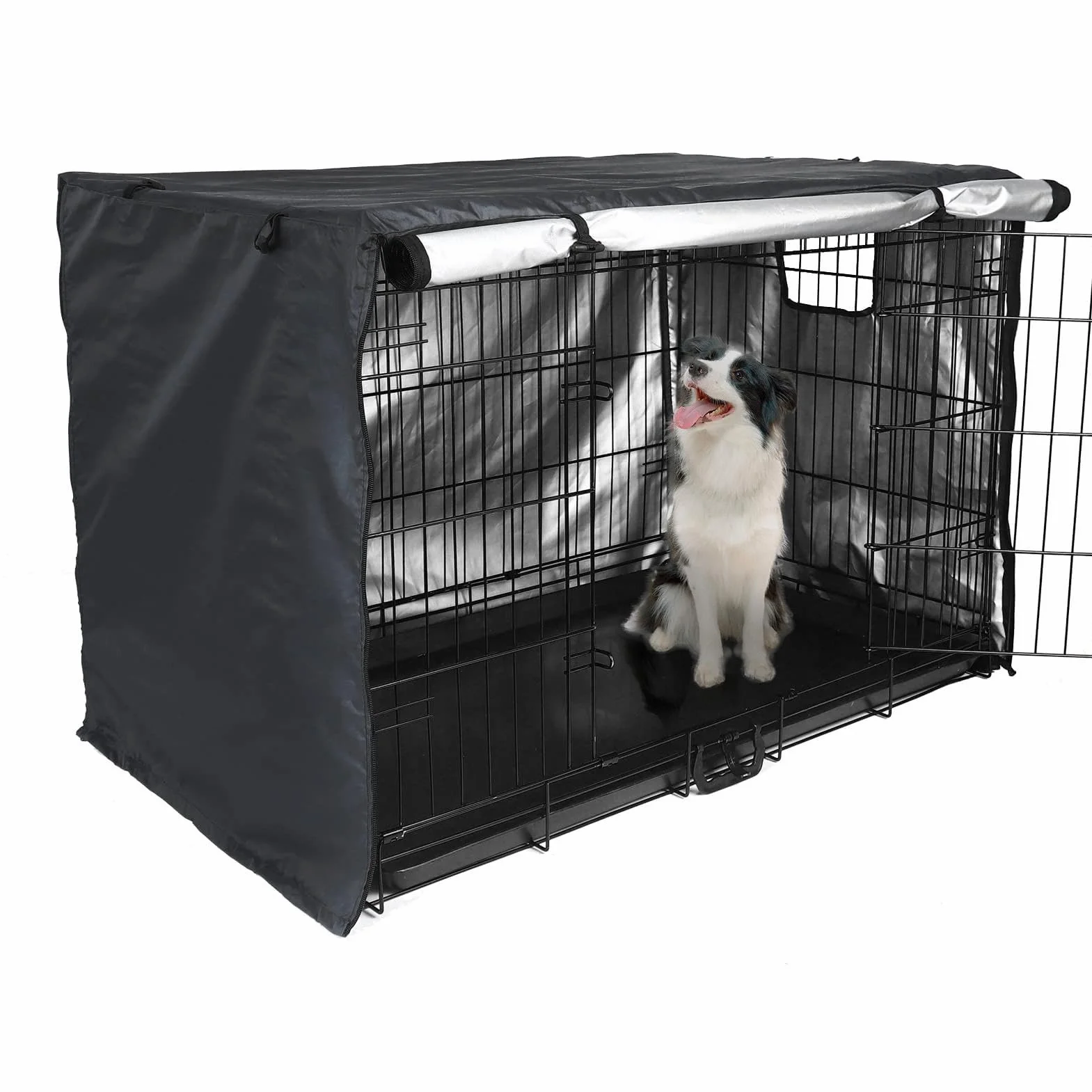 Housse de Cage pour Chien Imperméable 107×72×77 cm Protection Intérieure et Extérieure