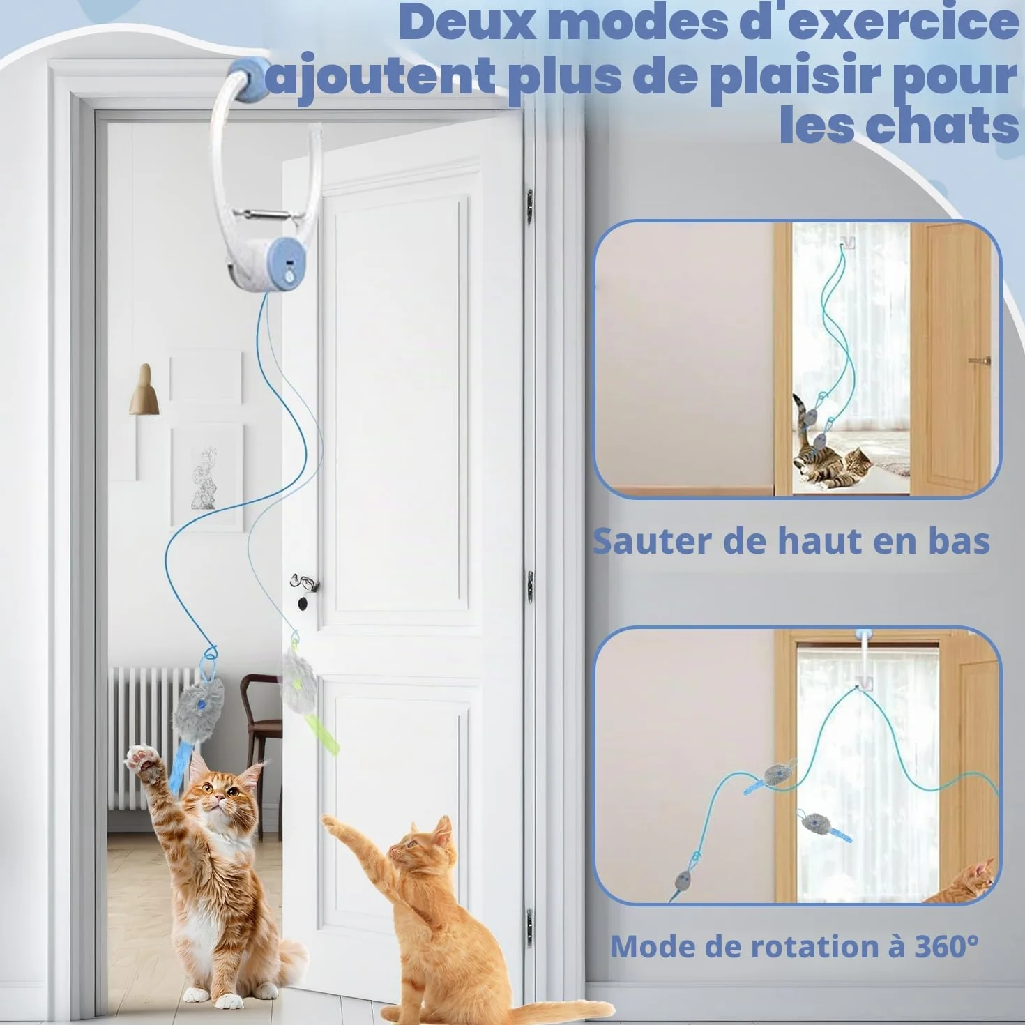Jouet Interactif Suspendu pour Chat avec Corde et Souris en Peluche