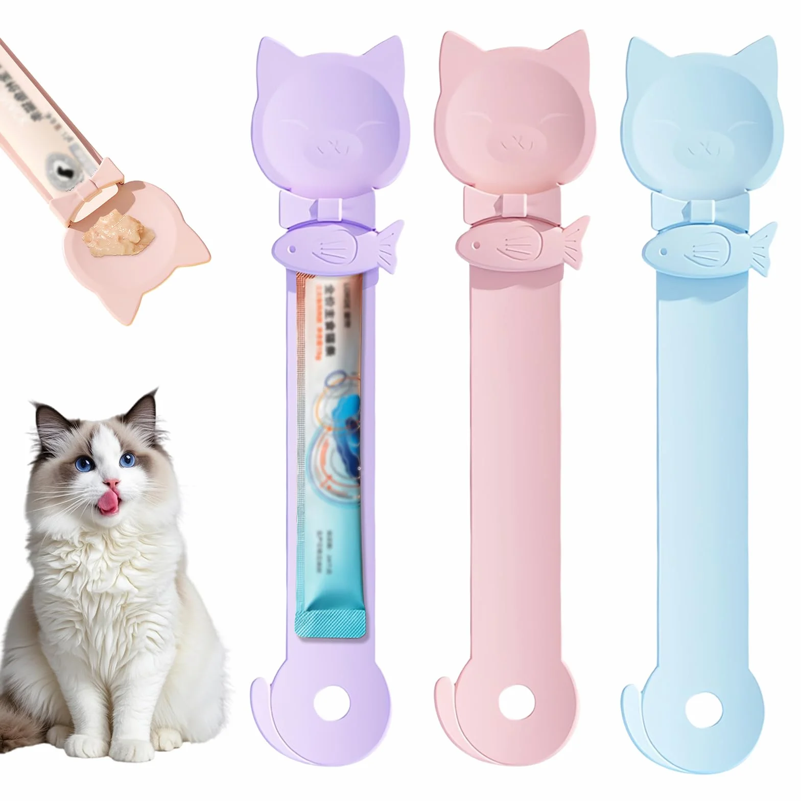 Distributeur de friandises pour chat Happy Spoon cuillère multifonction pour purée et collations liquides