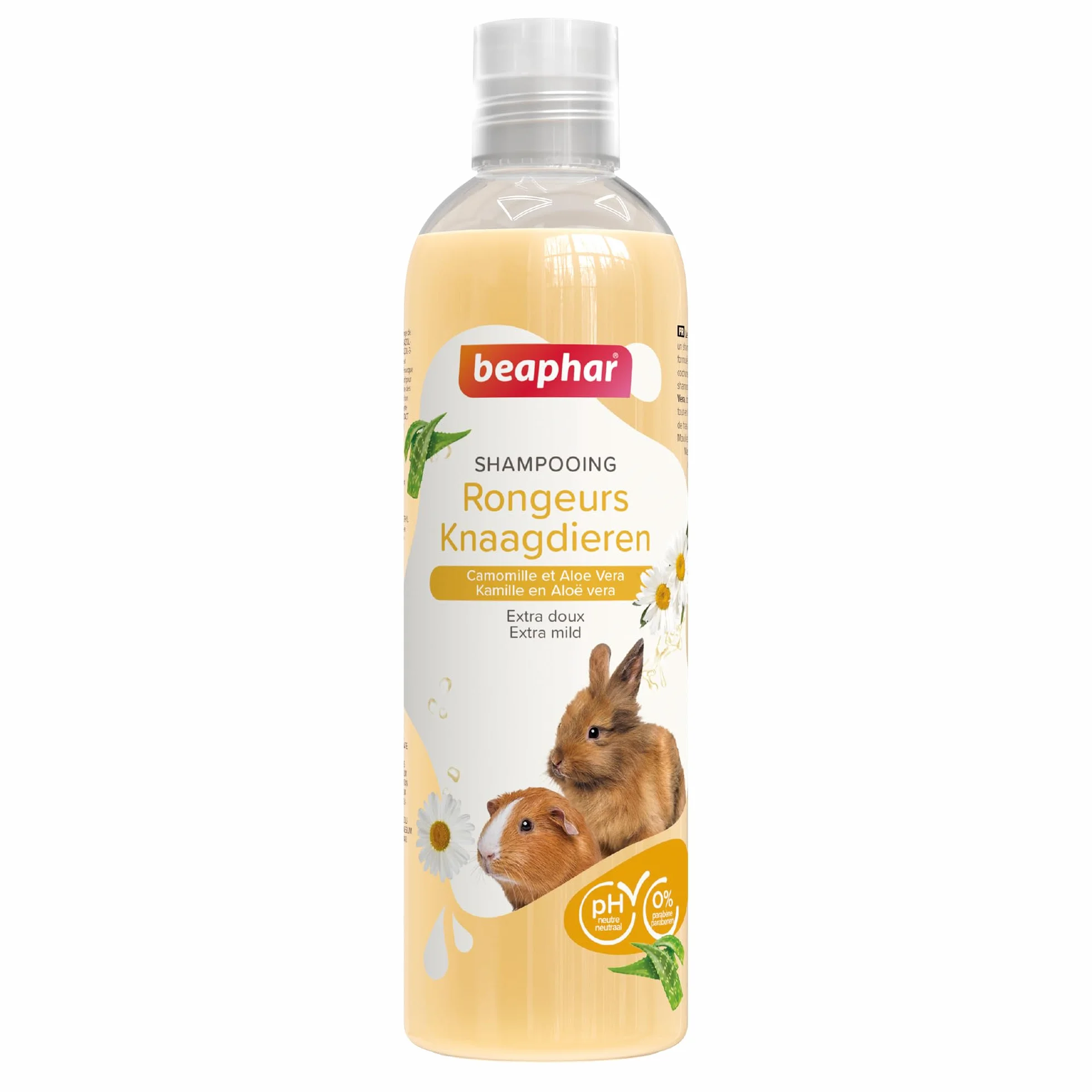 BEAPHAR Shampooing Essentiel Lapin Cochon d'Inde Petits Rongeurs Extra-Doux Camomille Aloe Vera pH Neutre 250 ML