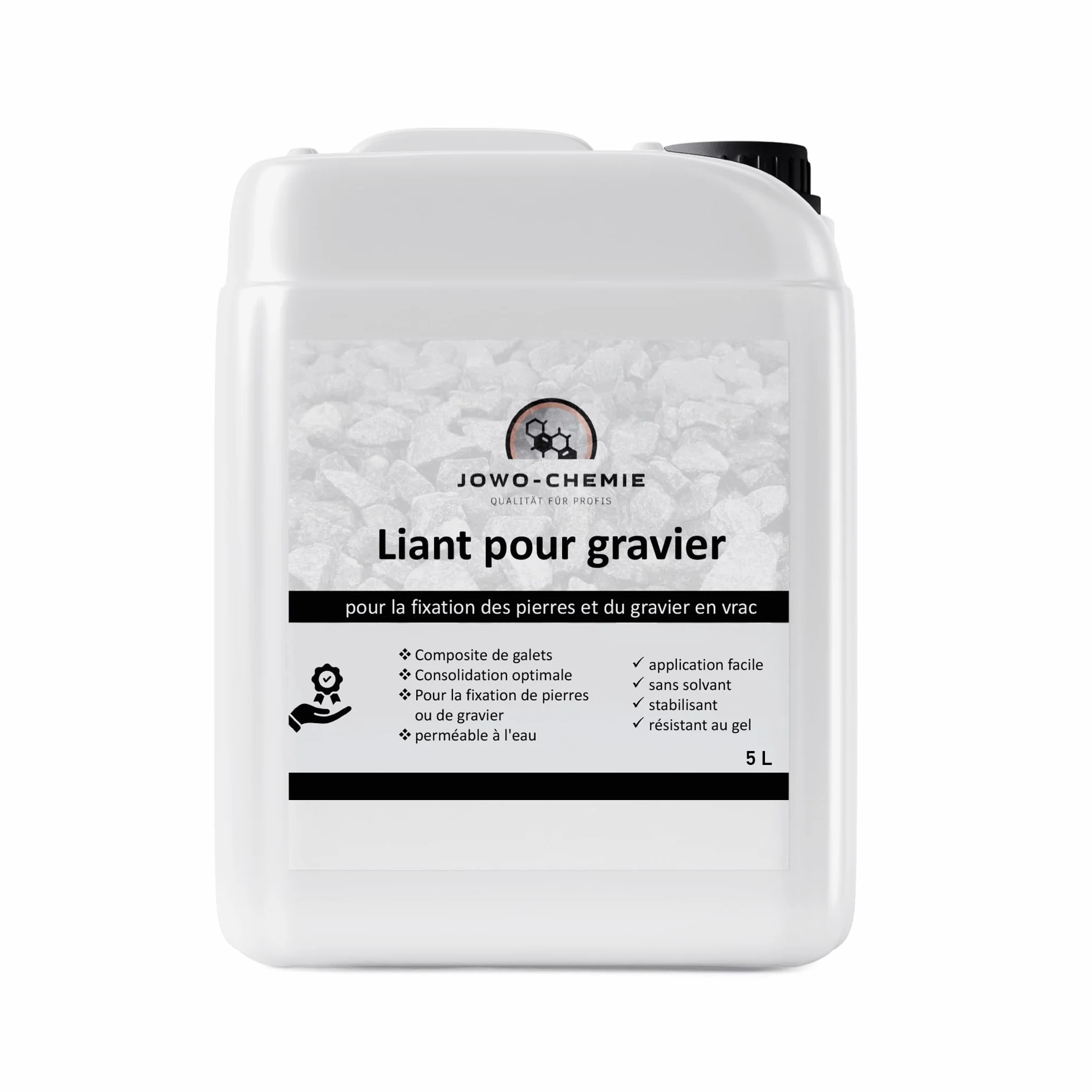 Liant pour gravier extérieur 5L – Stabilisateur de gravier & colle cailloux pour allées, terrasses et jardins | Fixateur drainant anti-déplacement pour gravier, pierre et galet décoratif.