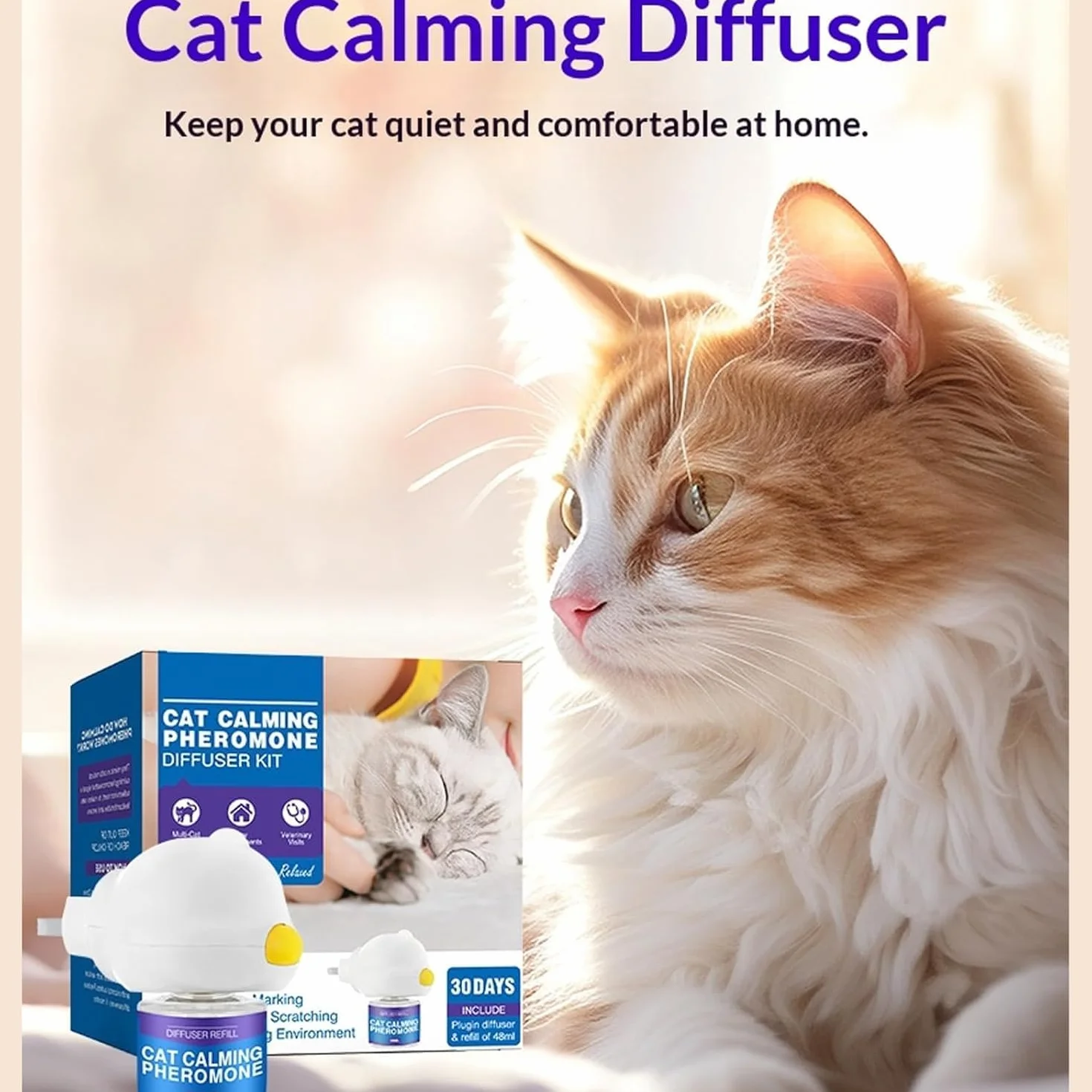Petwellness Diffuseur Chat Chien Réducteur Stress avec Recharges, Stop Bagarres Sifflements Marquage Urinaire (2 Bouteilles)