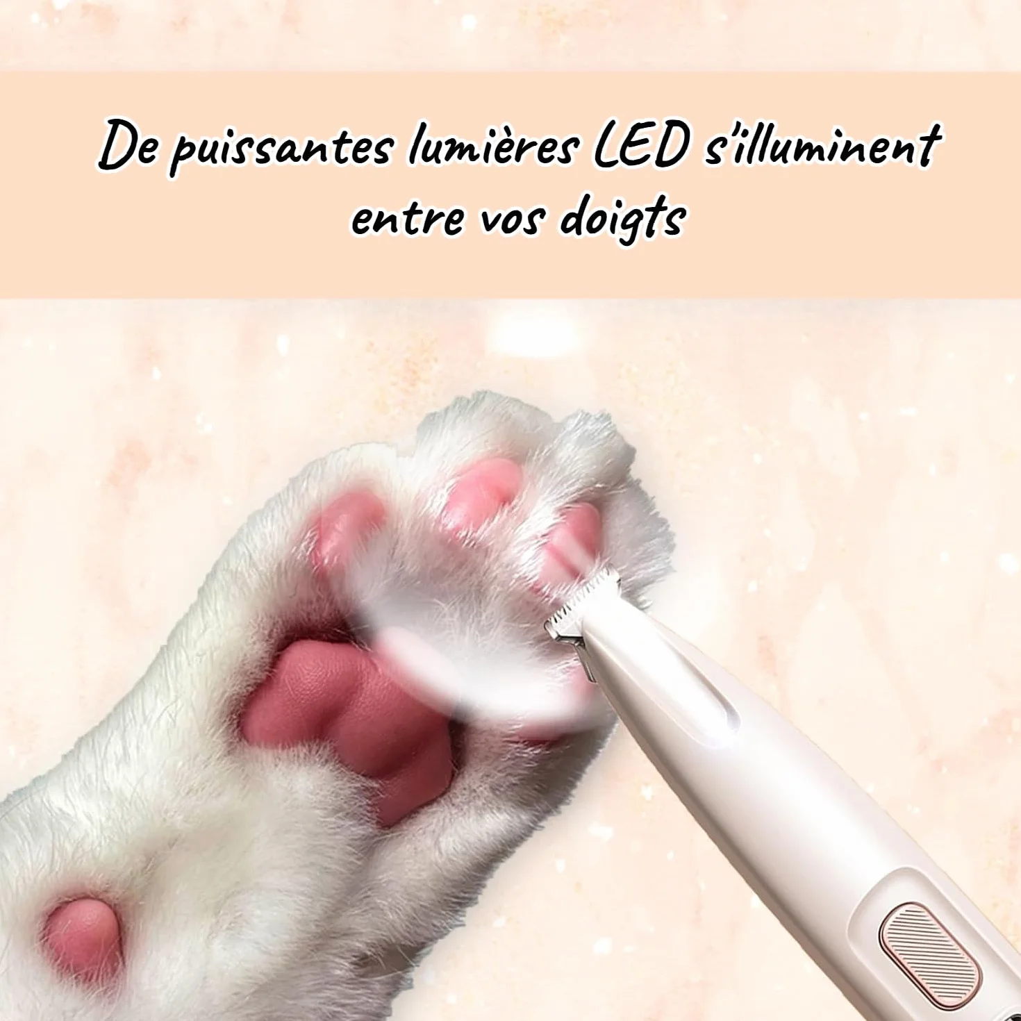 Tondeuse De Toilettage GrosMatou pour Chat Silencieuse avec Lumière LED Étanche