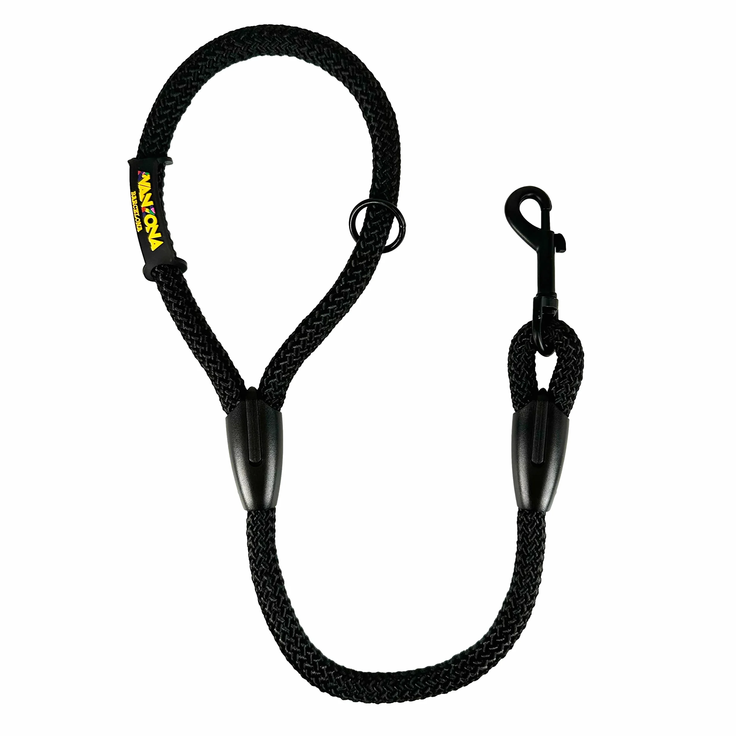 Laisse Courte en Corde 60cm Anti-Traction pour Chiens Noir Fabriqué en Espagne