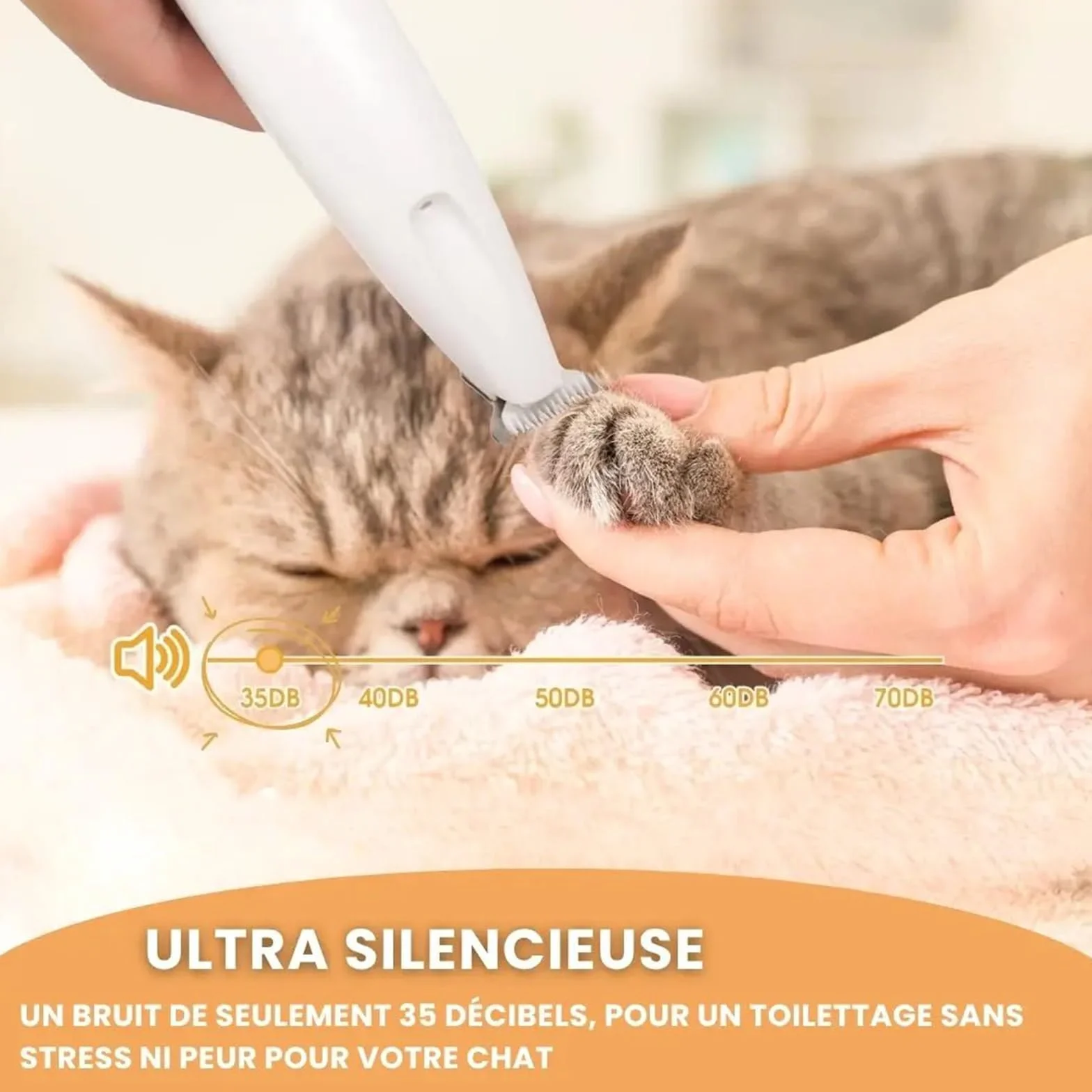 Patounet Tondeuse de Precision Pour Chat 35 db À Faible Bruit Lames Douces Sûres Hypoallergéniques Rechargeable USB Compact