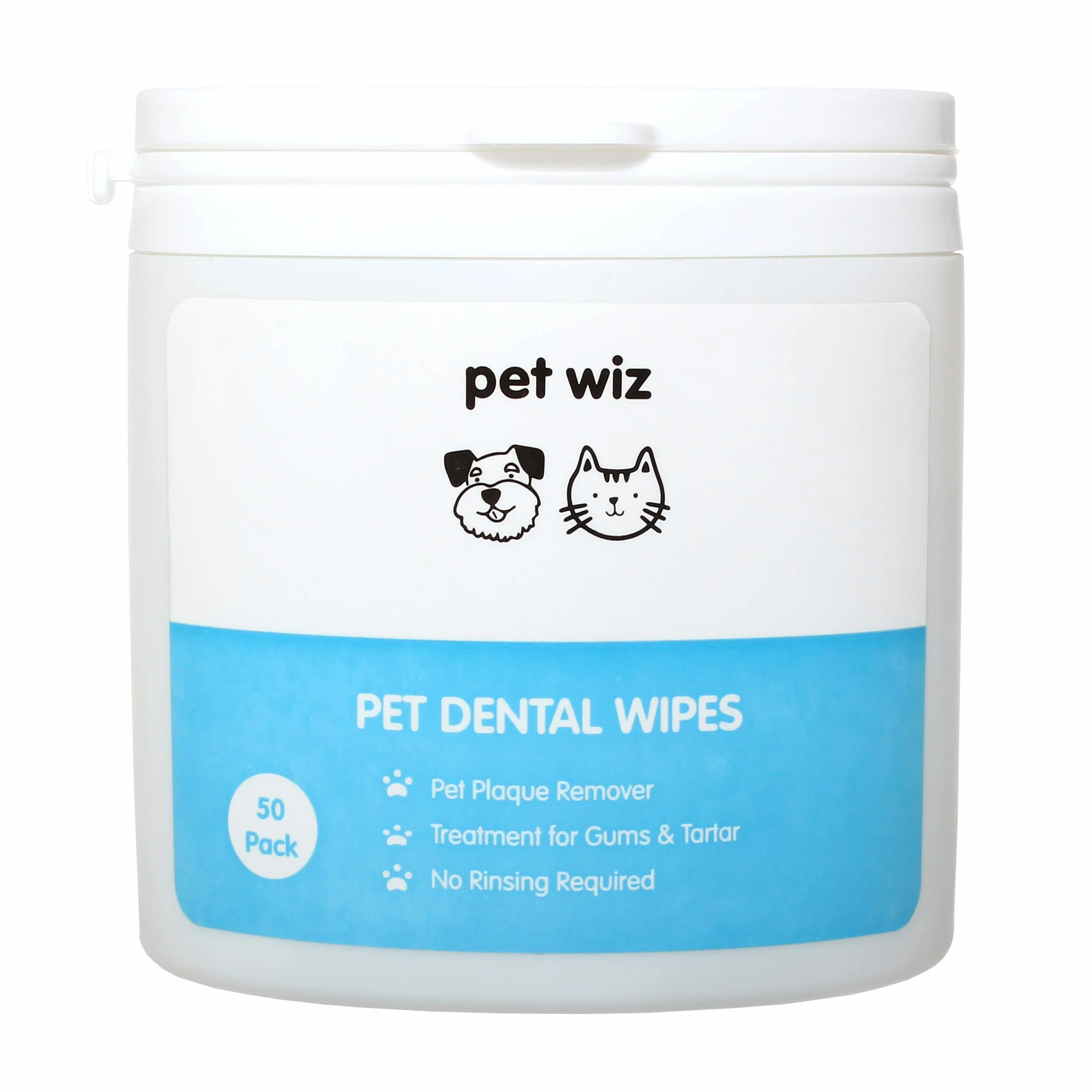 Lingettes dentaires à l'huile de Menthe Verte pour Chiens et Chats Pet Wiz