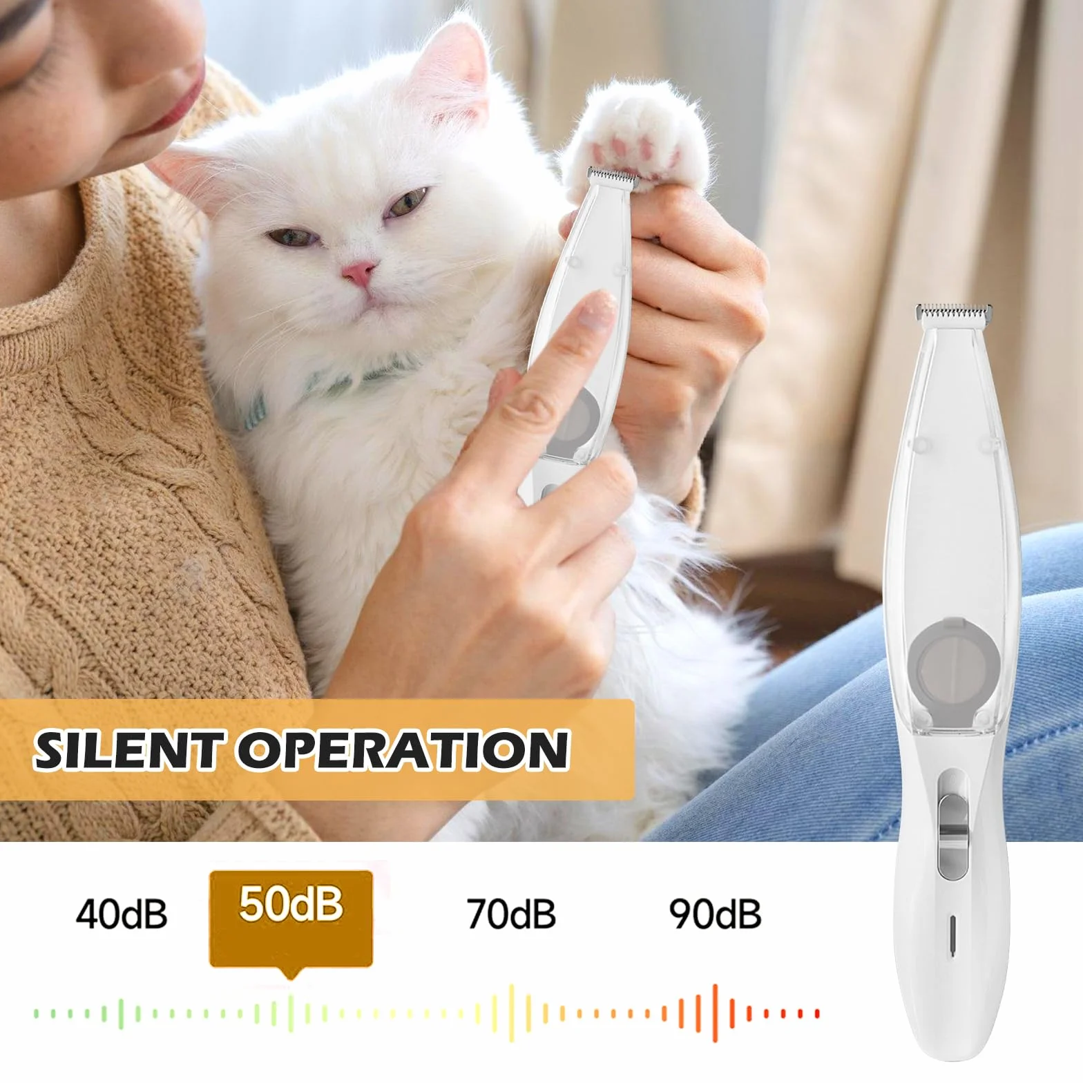 Tondeuse pour pattes de chien avec aspirateur, rechargeable, étanche