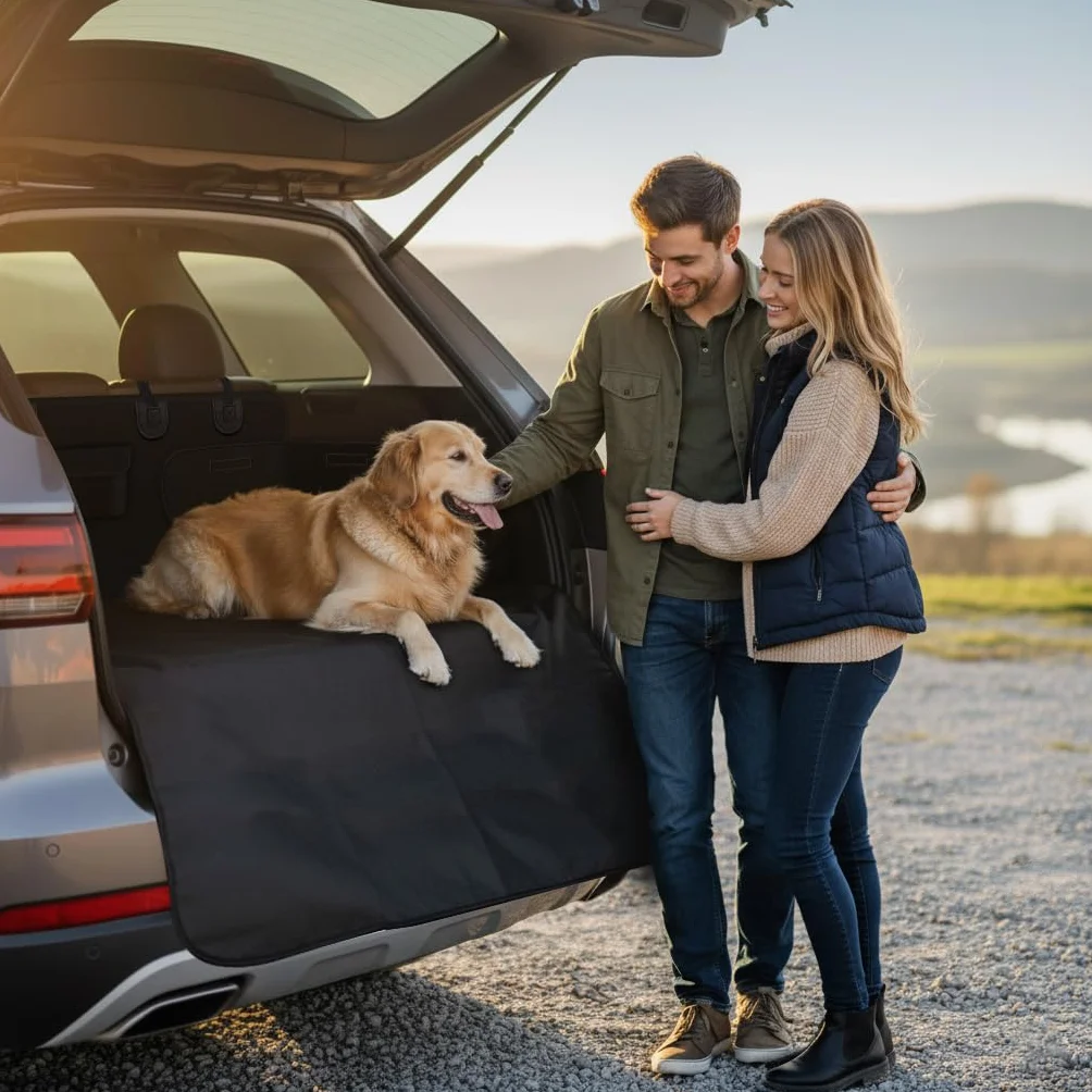 Alfheim Housse Protection Coffre Voiture Couverture Dossier Siège Chien Tapis Voyage Imperméable Antidérapant Universel Camion Voiture SUV Noir