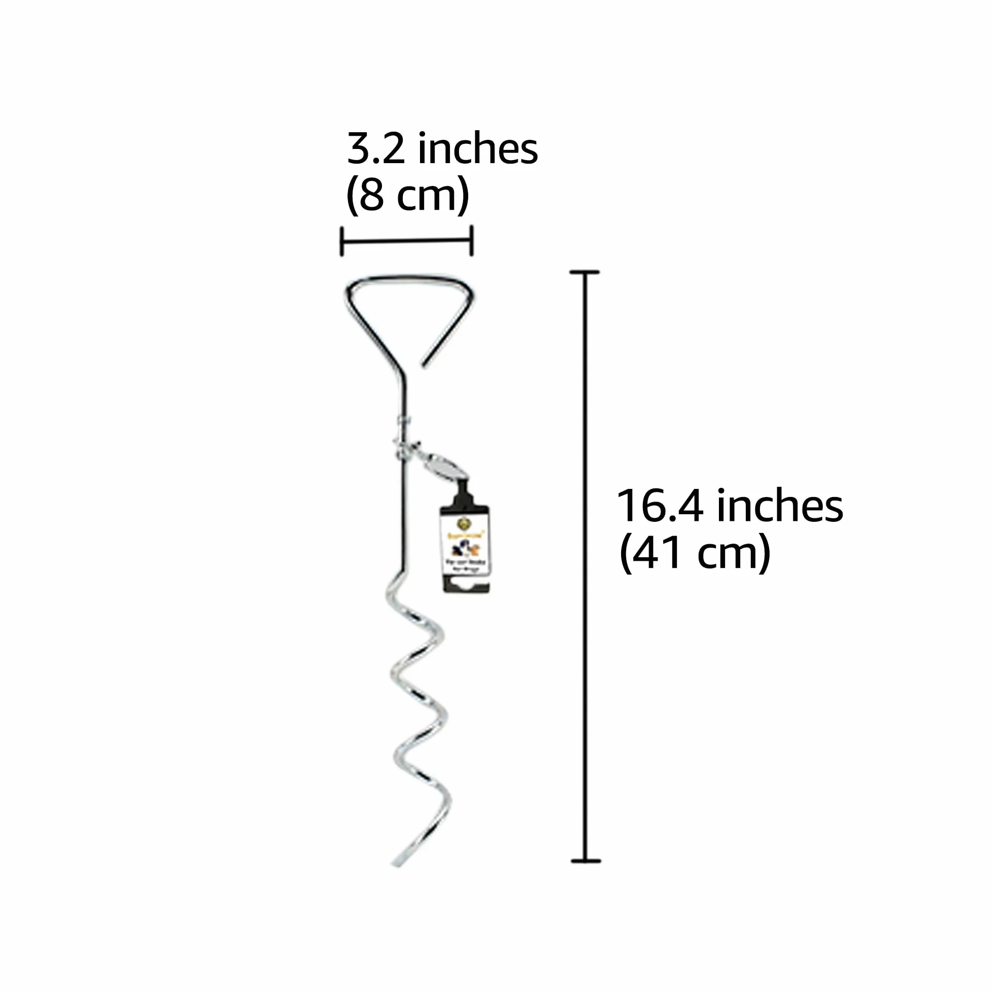 SunGrow Galvanisé Tie Out Leash Stake Anneau Rotatif à 360 degrés, 16,4 x 3,2 Pouces, Conception de Foret en Spirale, Facile à Utiliser et Pratique pour Sortir, Convient aux Chiens jusqu'à 80 Livres