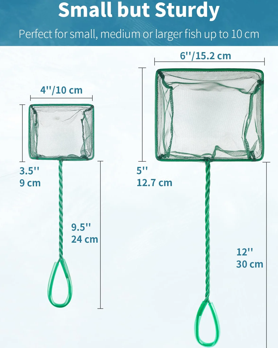 Pawfly Épuisettes pour Aquarium 10 & 15 cm Mailles Fines Souples