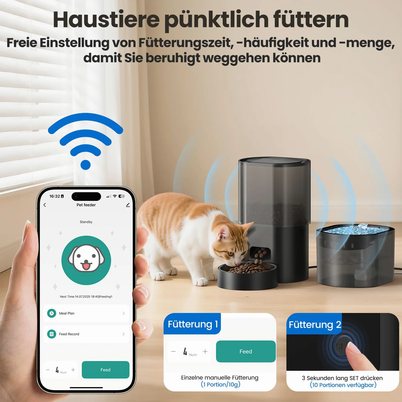 Distributeur automatique de nourriture pour chats 3 litres, 2,5 L, dispositif d'alimentation à distance contrôlé par application silencieuse avec 10 repas par jour, design anti-obstruction, idéal pour