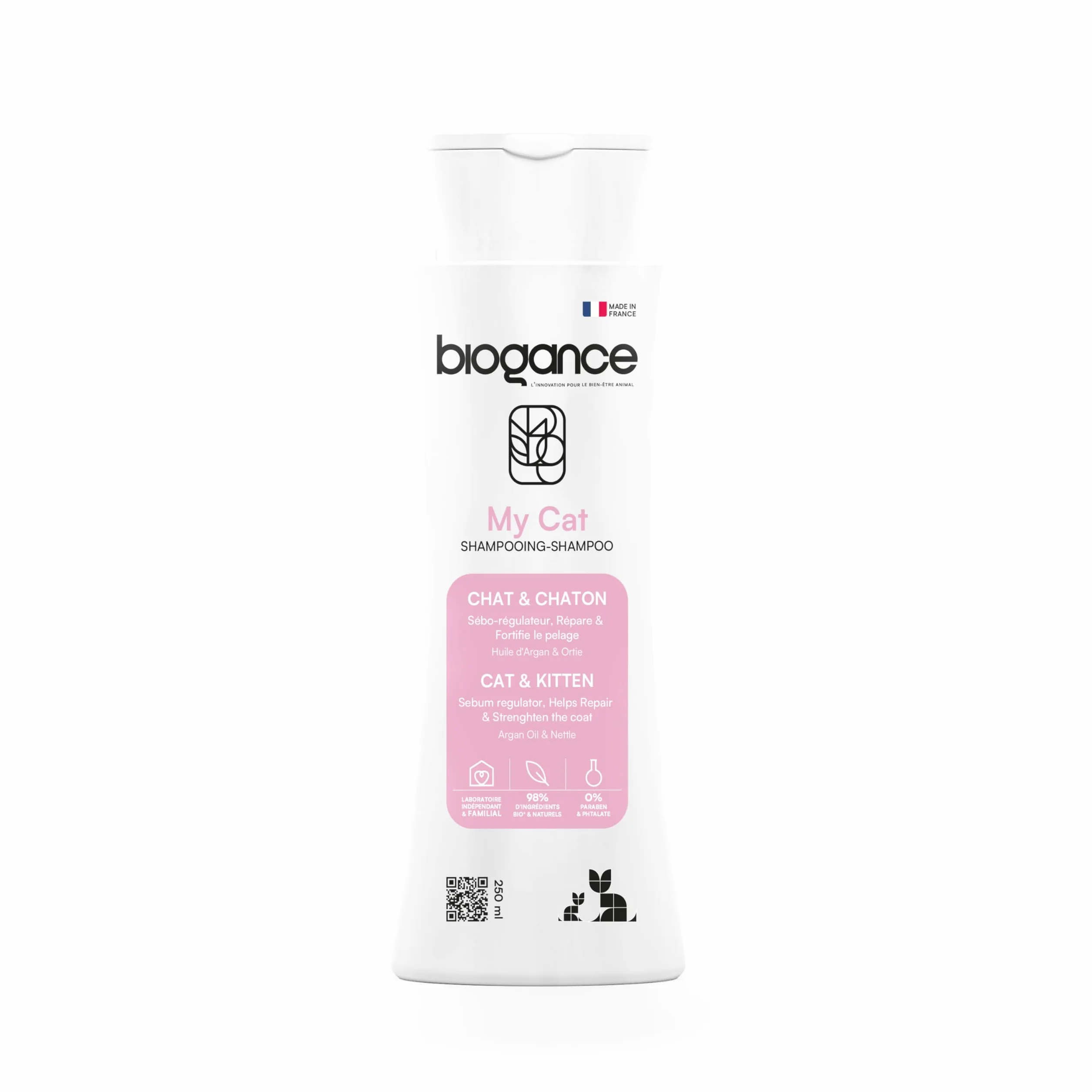 Biogance Shampooing pour chat My cat 250 ml A base d’ortie et d’huile d’argan