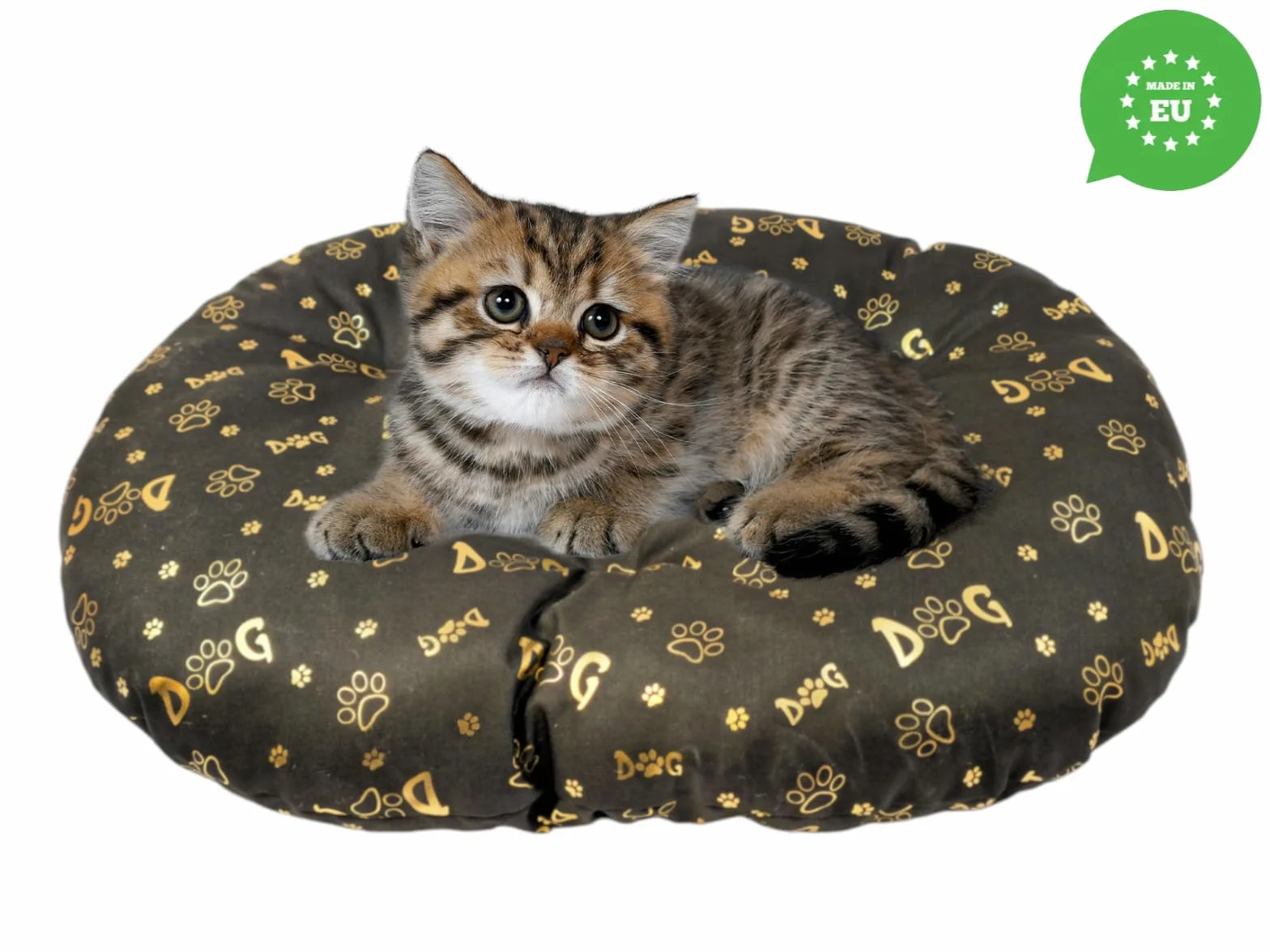 Coussin Ovale pour Chien et Chat 60 x 40 cm Marron Foncé Lit Lavable