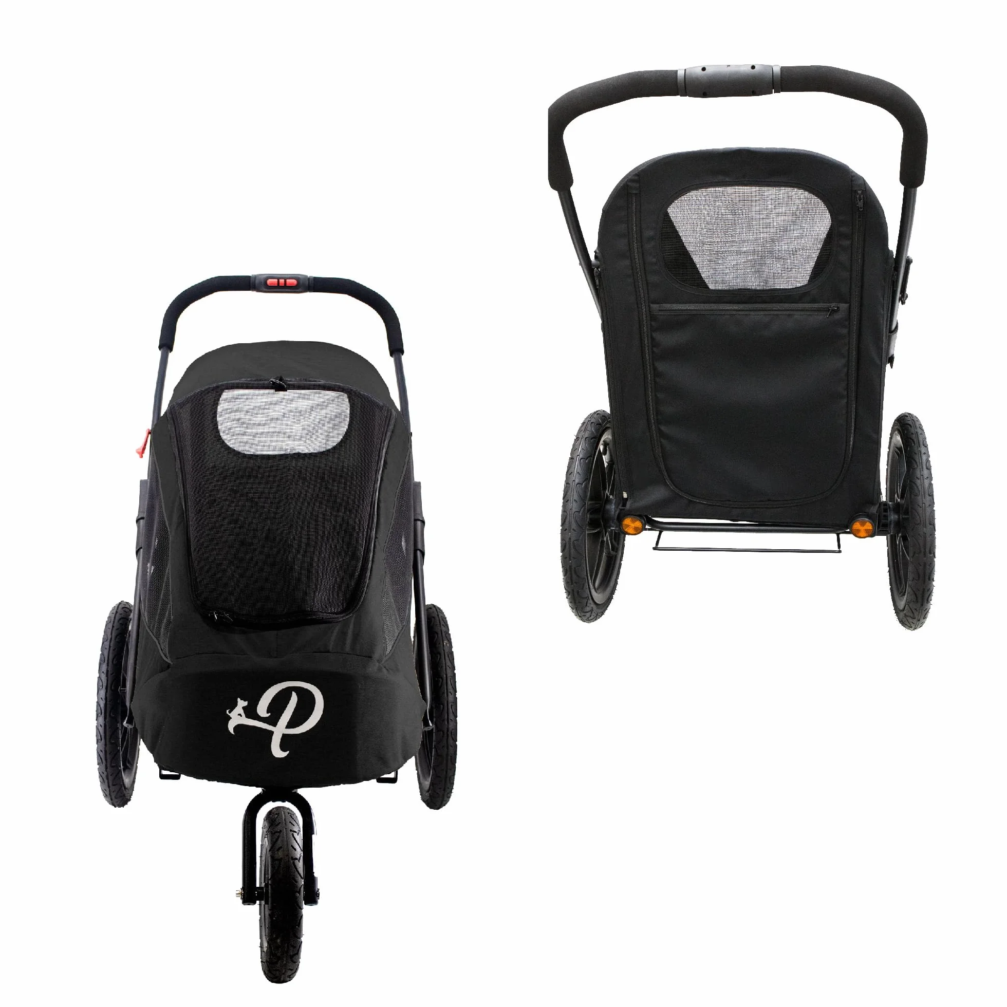 Breeze Black | Remorque de vélo de Luxe pour Chien | Jogger de Grande Taille | Pliage à Une Main | Pneus pneumatiques | Housse de Pluie Incluse | Pompe à Pneu | Adaptateur de vélo