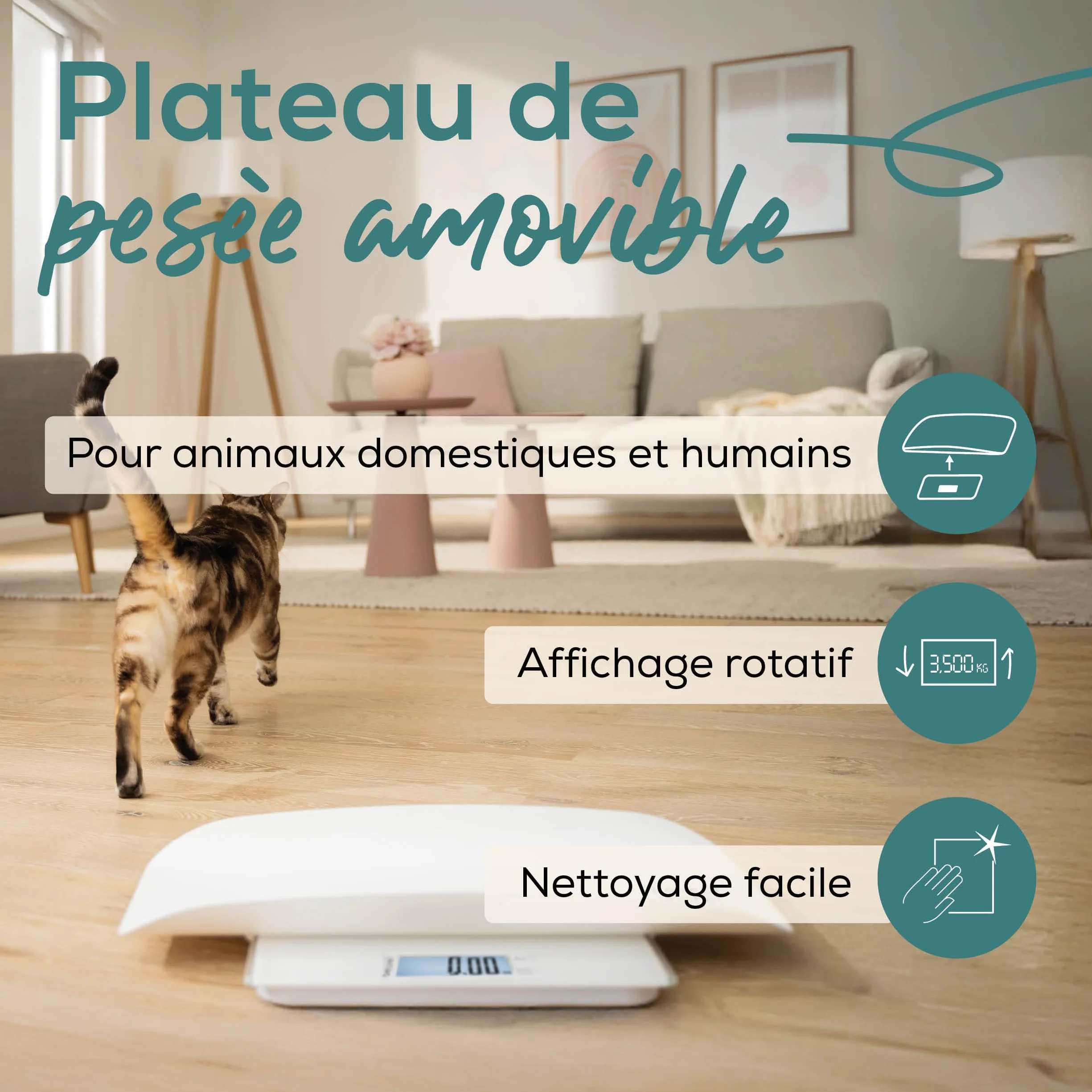 Beurer Love Your Pet Balance Polly pèse-personne 180 kg plateau amovible fonction Hold