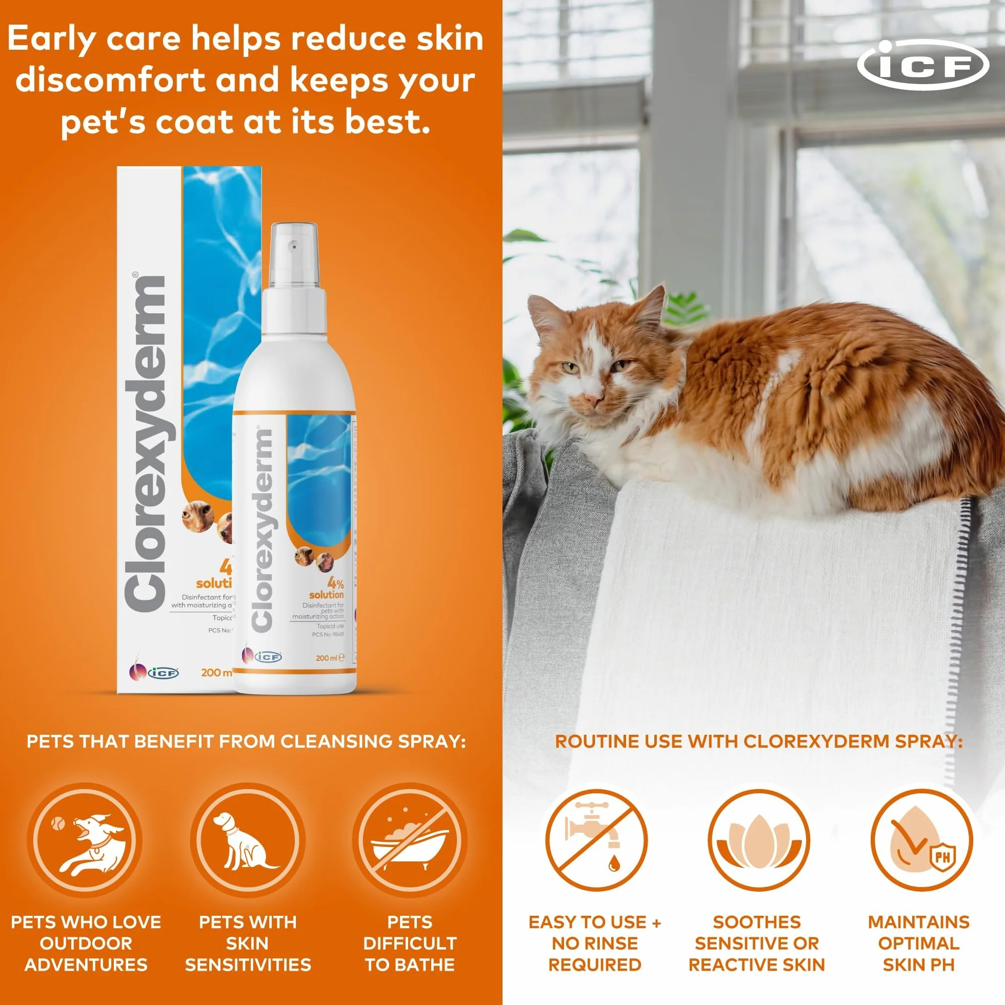 Clorexyderm Solution 4% Désinfectante Hydratante pour Chiens et Chats 200 ML