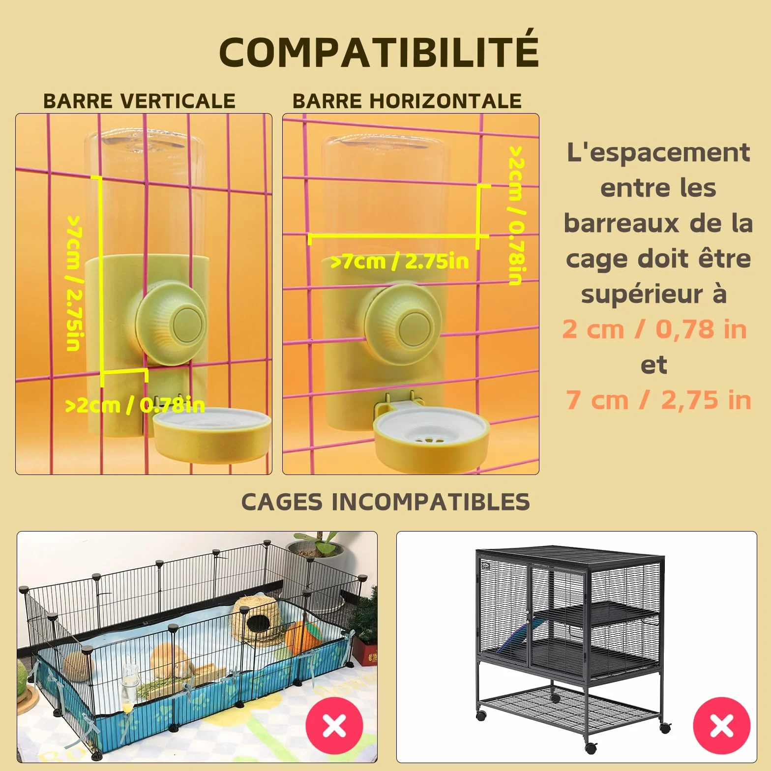 Distributeur Eau Lapin 600ML Suspendue Automatique Anti-Goutte Biberon pour Rongeurs (Vert)