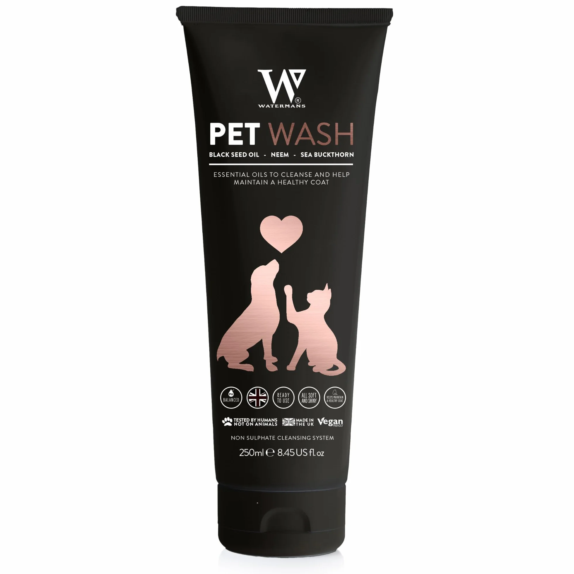 Watermans Shampoing Chien 250ml Peau Sensible Anti Irritation Hypoallergénique sans Parabènes sans Sulfates Végan