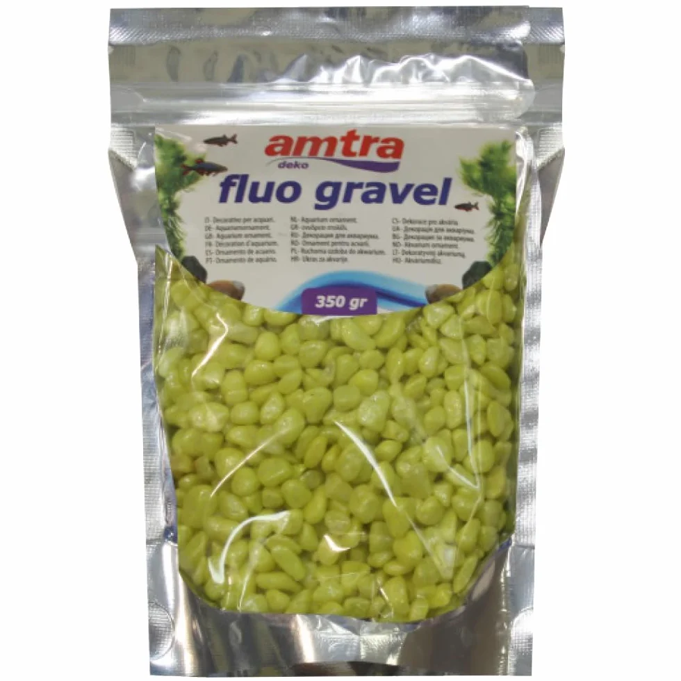 Amtra Fluo Gravel Décoratif pour Aquarium, Gravier Céramique Sans Poussière, Jaune, 350 g