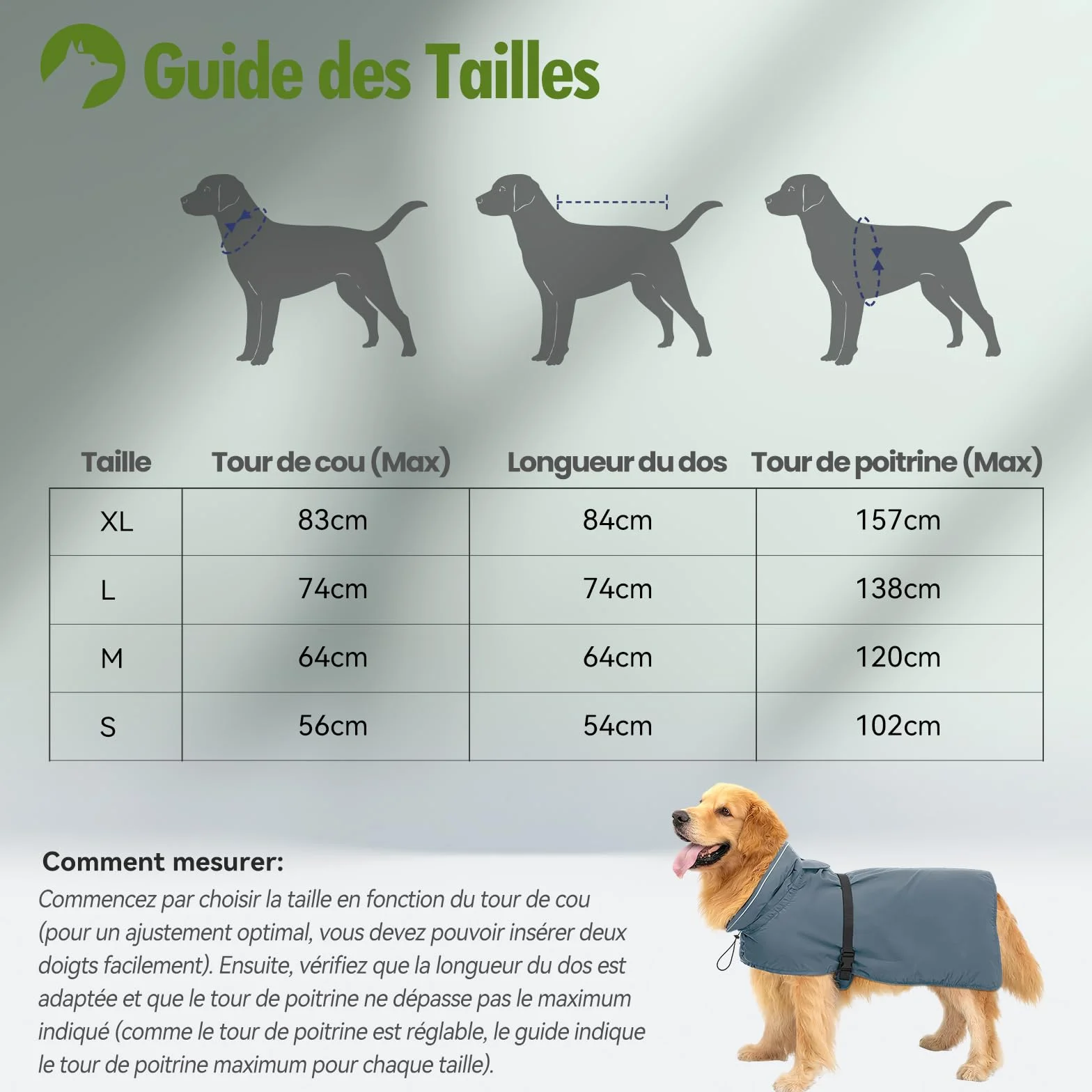 Manteau de Pluie Imperméable pour Chien Zellar, Adjustable et Léger avec Bande Réfléchissante & Passage pour la Laisse, Enfilage Facile, Manteau Chien Imperméable pour Chiens Moyens et Grands, M Gris