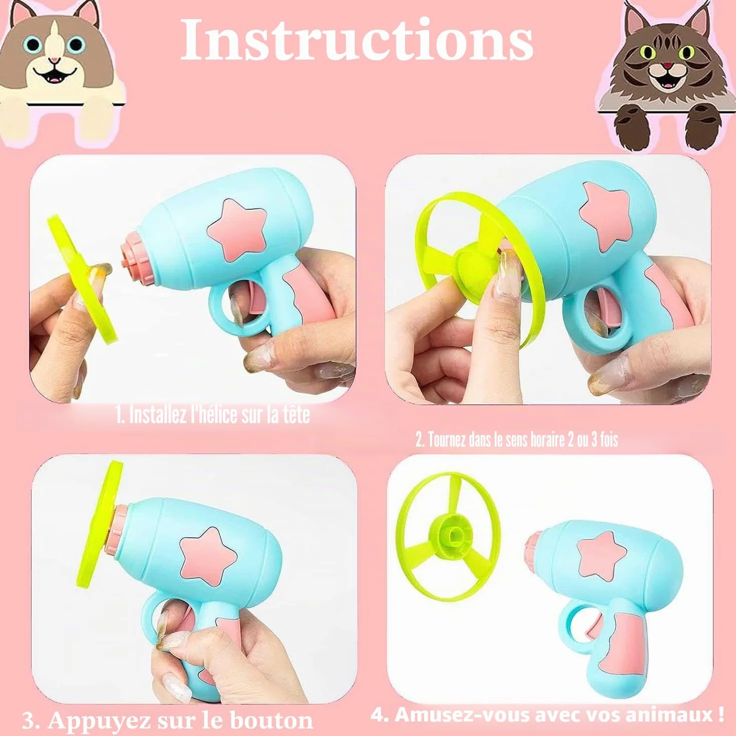 Cat Fetch Jouets Interactif Volants pour Chat avec Lanceur et 10 Disques