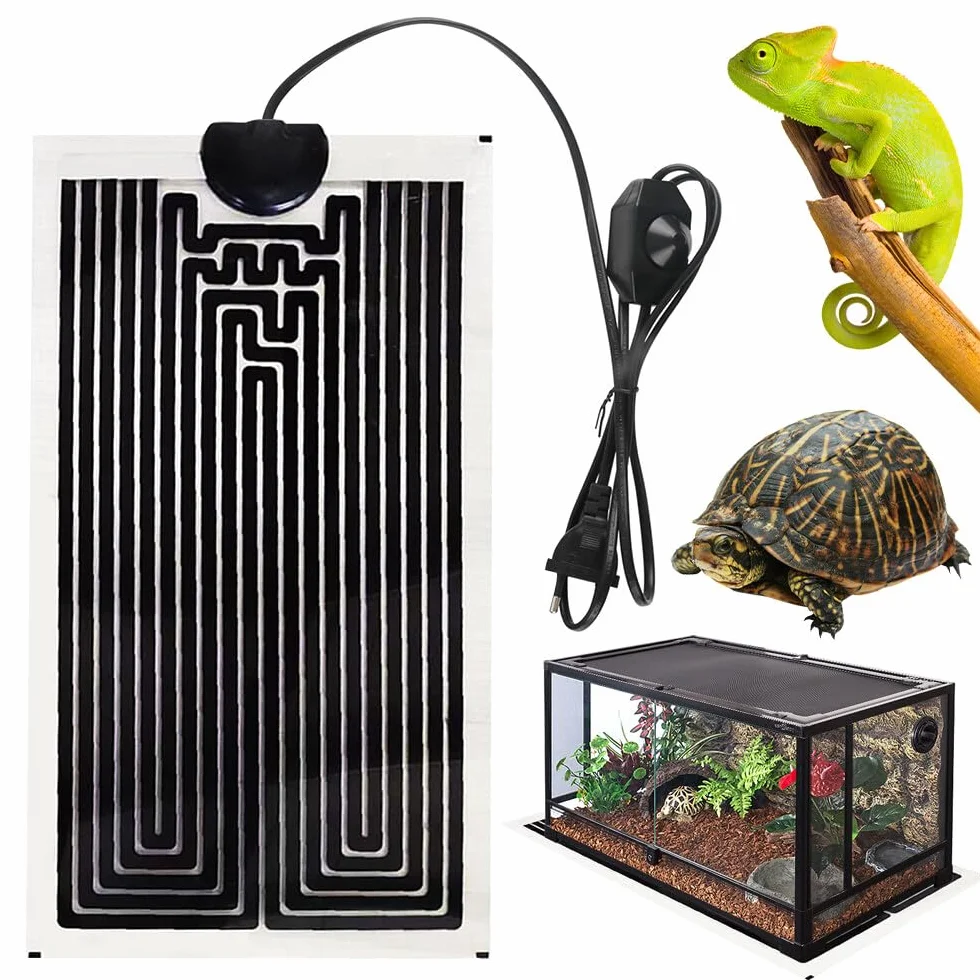 Tapis Chauffant pour Reptile 14W Réglable Contrôle Température 28x15cm Terrarium