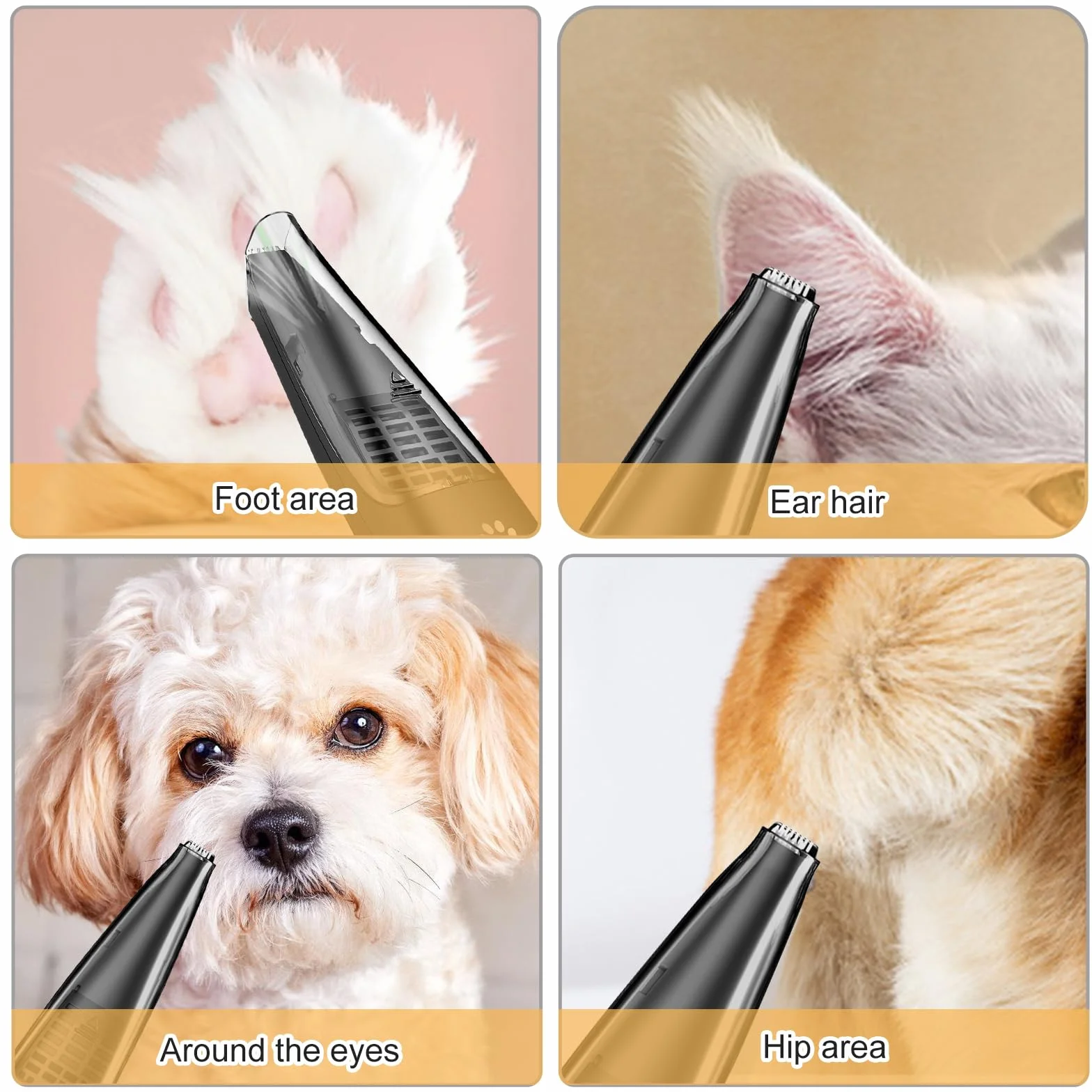 Tondeuse Patte Chien Extra Silencieuse avec Aspirateur, pour Pattes, Yeux, Oreilles, Visage et Corps