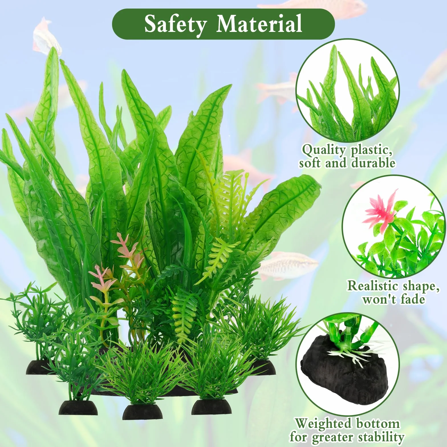 Plante Aquarium 18 PCS Artificielle Plastique Décoration Accessoires Poisson Terrarium
