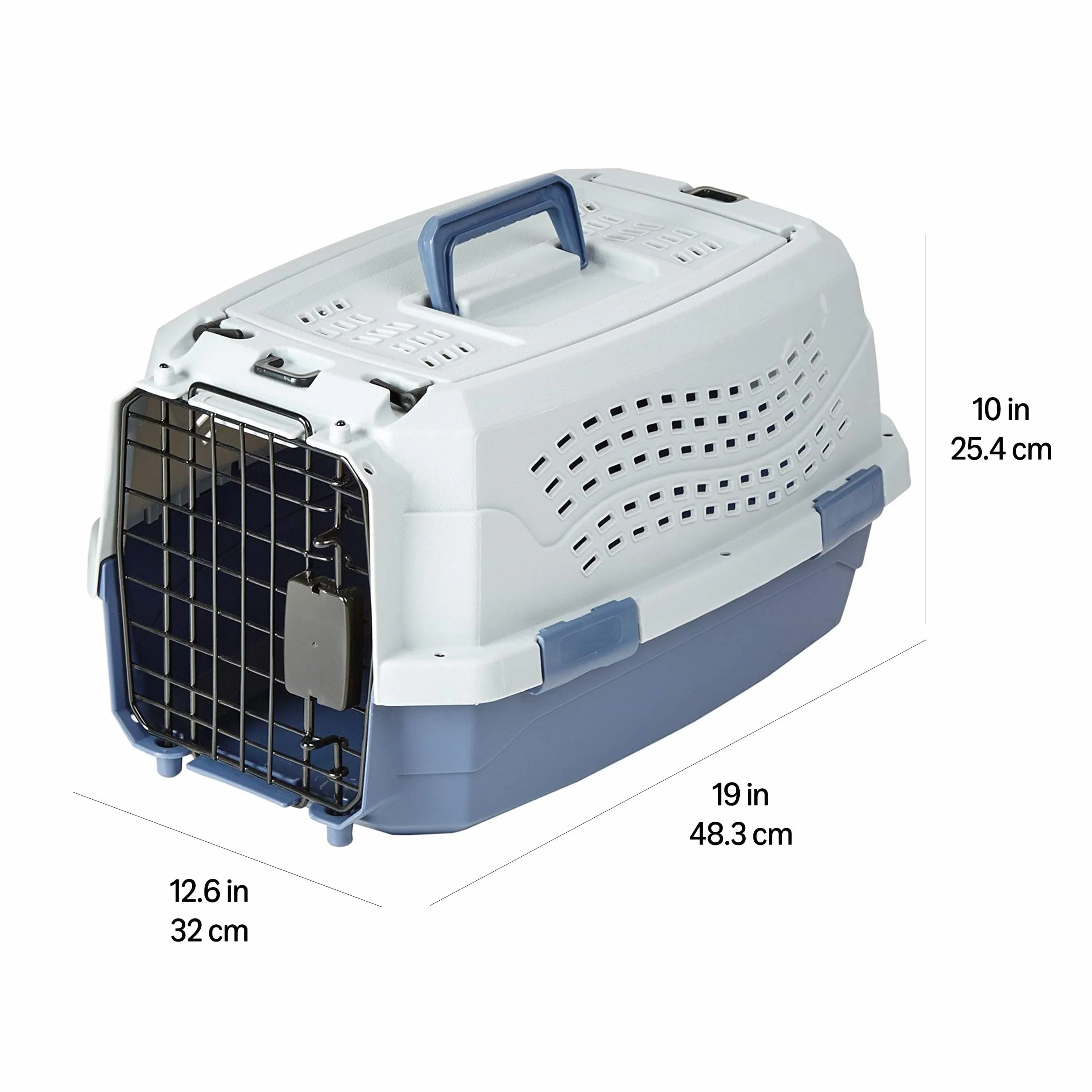 Amazon Basics Caisse de transport pour Chat 2 portes Bleu L 48 x 32 x 25 cm