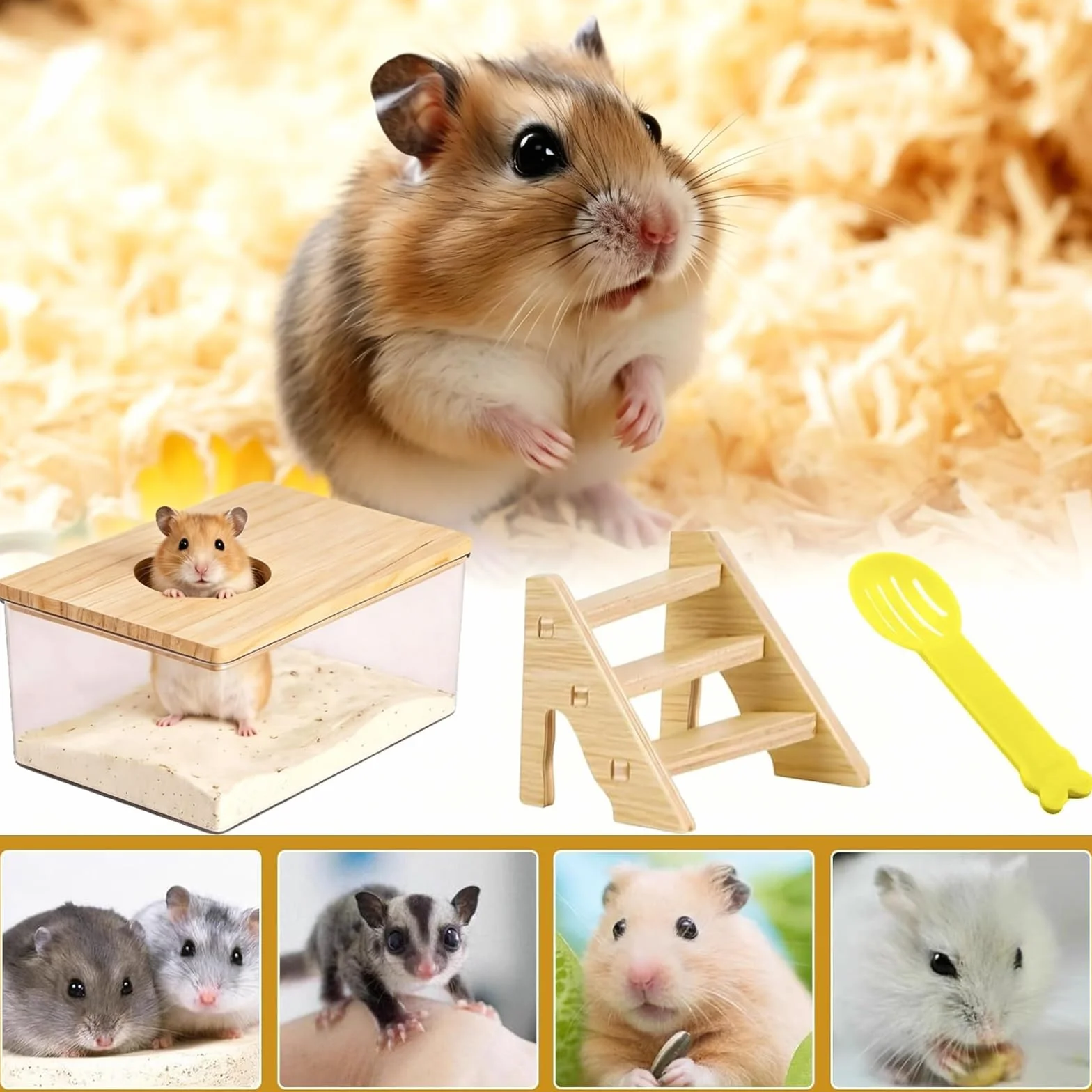 Maison De Toilette Hamster Transparente, Conteneur Bain Sable pour Hamster Chinchilla Gerbille