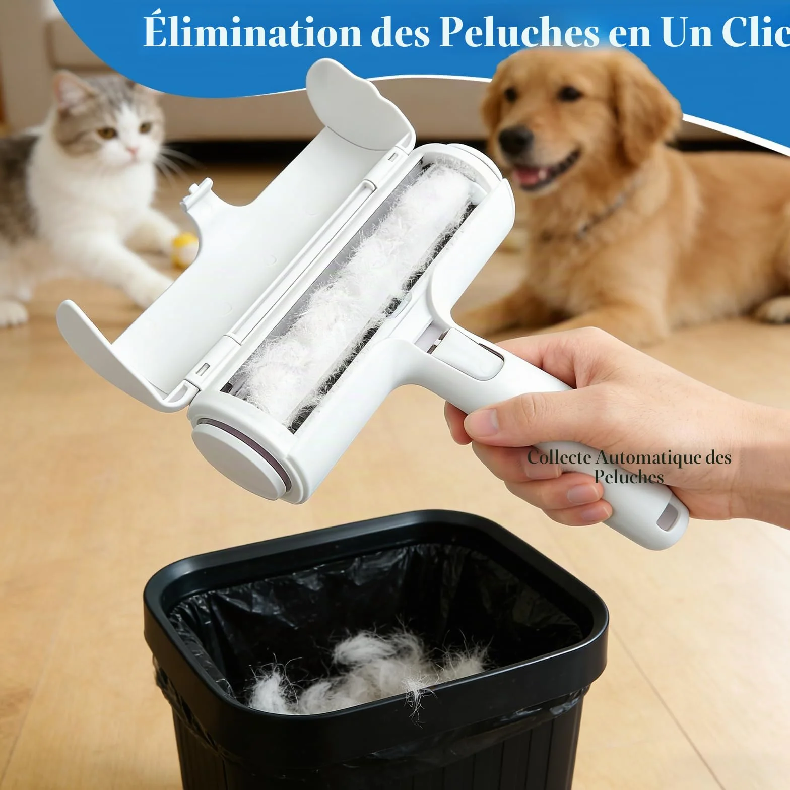 Brosse Anti Poils Animaux Chat Chien Ramasse Poils Réutilisable Canapé Tapis