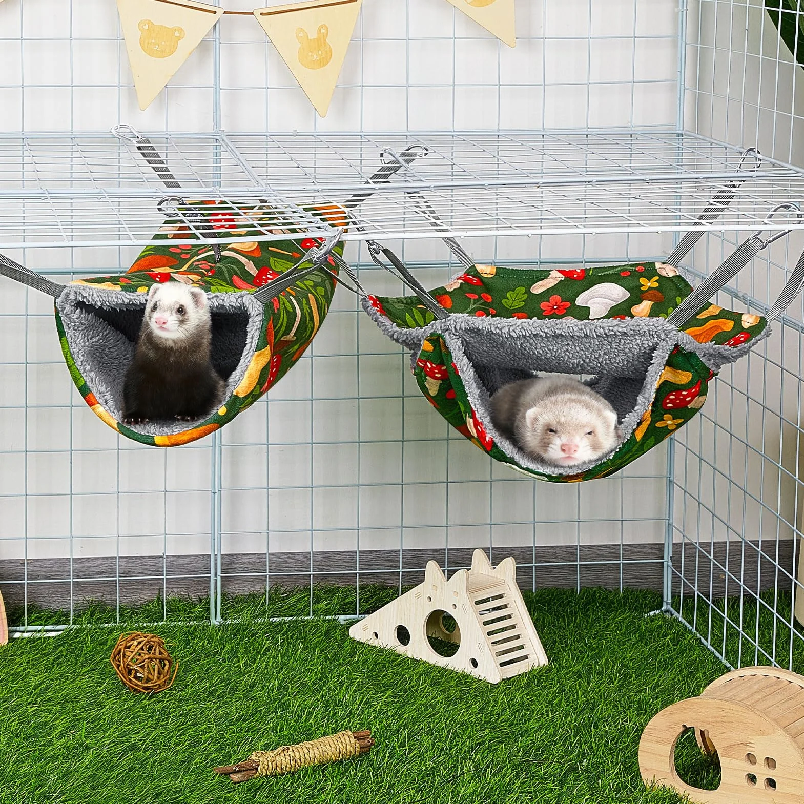 Lot de 2 hamsters lavables pour furet, rat, cochon d'Inde, cachette avec jouets tunnel doux, accessoires pour petits animaux pour furets, rats, hamsters, hérissons et planeurs en sucre