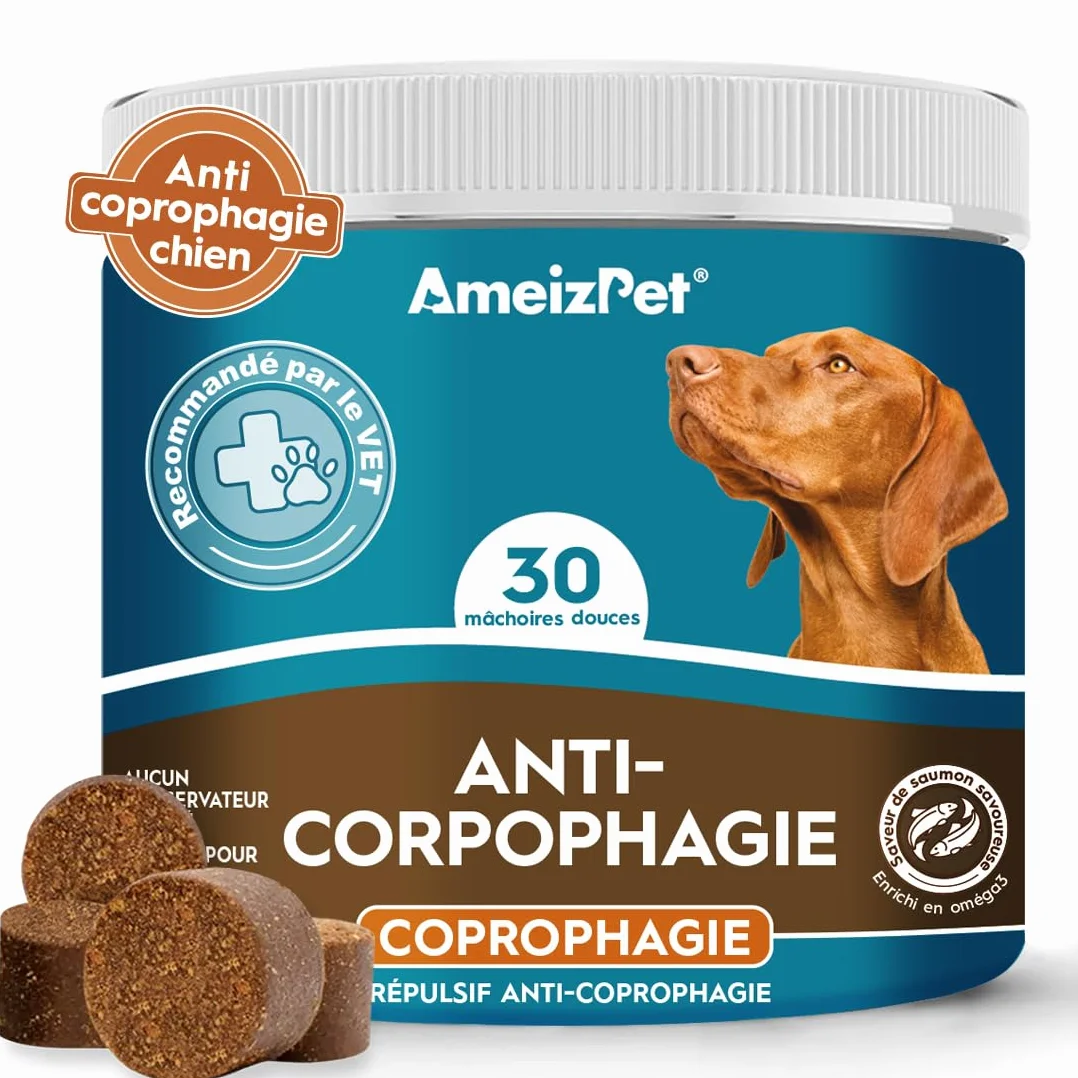 AmeizPet Friandises Molles Anti Coprophagie pour Chiens, Enzymes Digestives, 30 Friandises, 67.5g